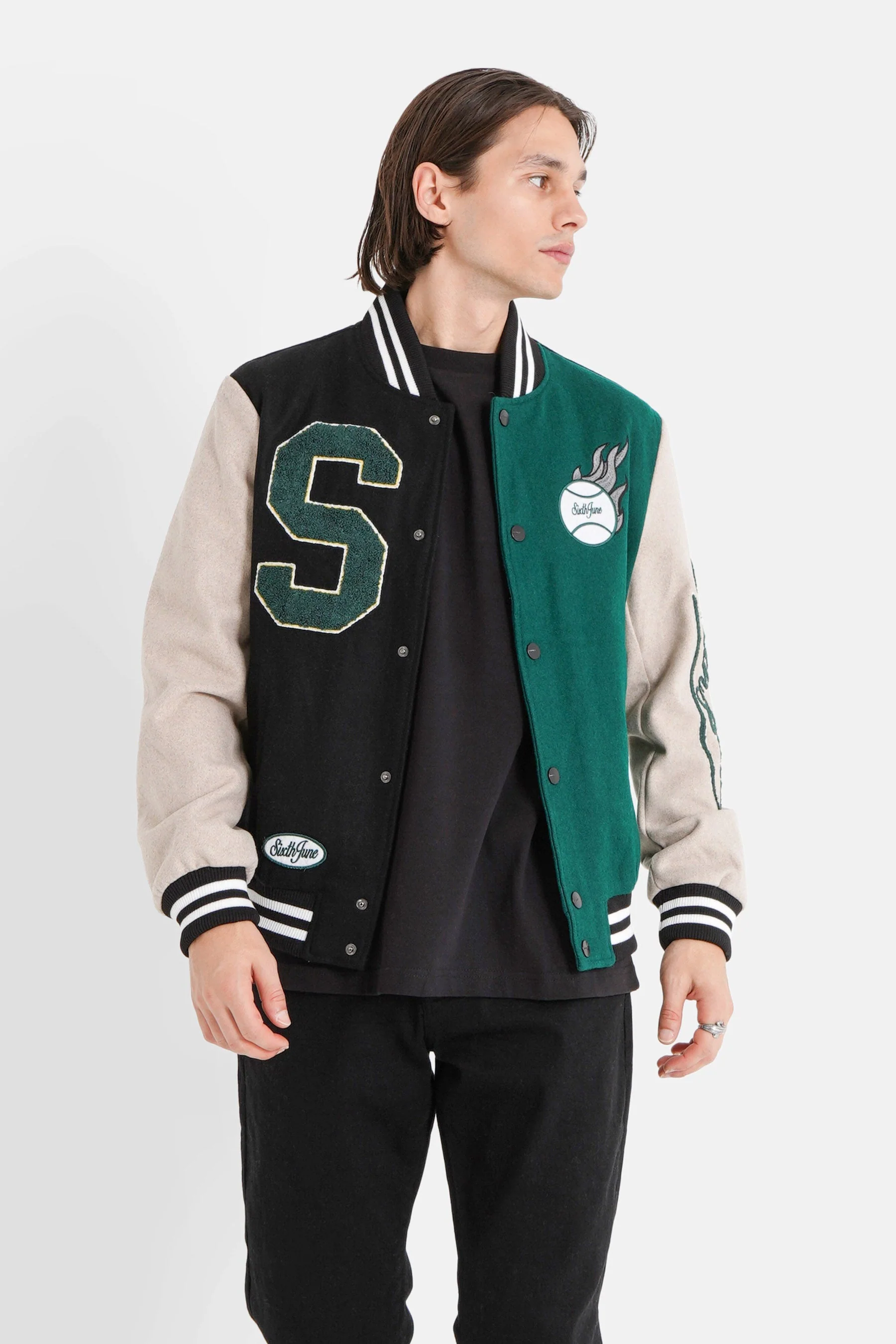 Veste universitaire bicolore Noir