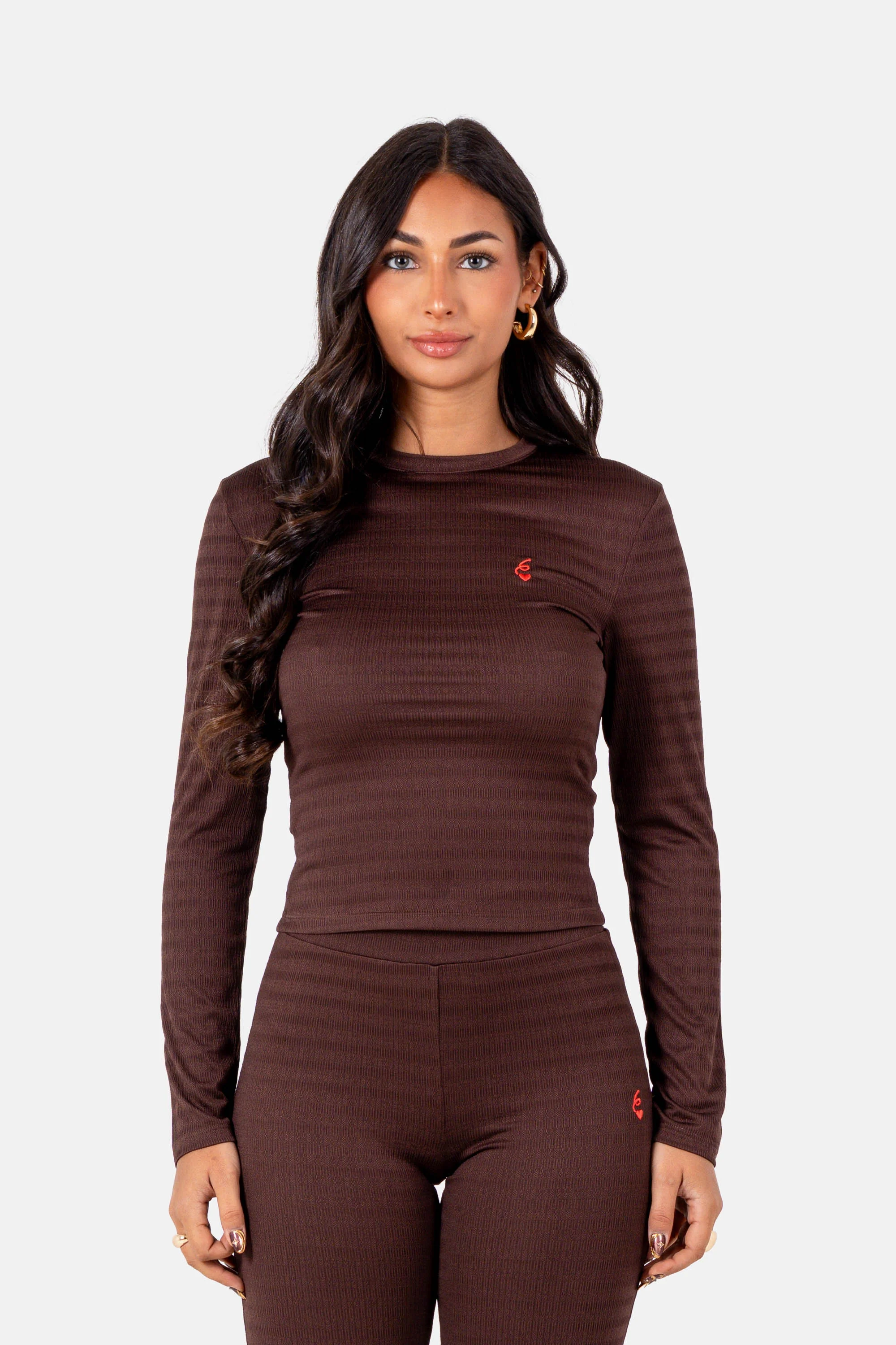 6 HEART textured l/s top
