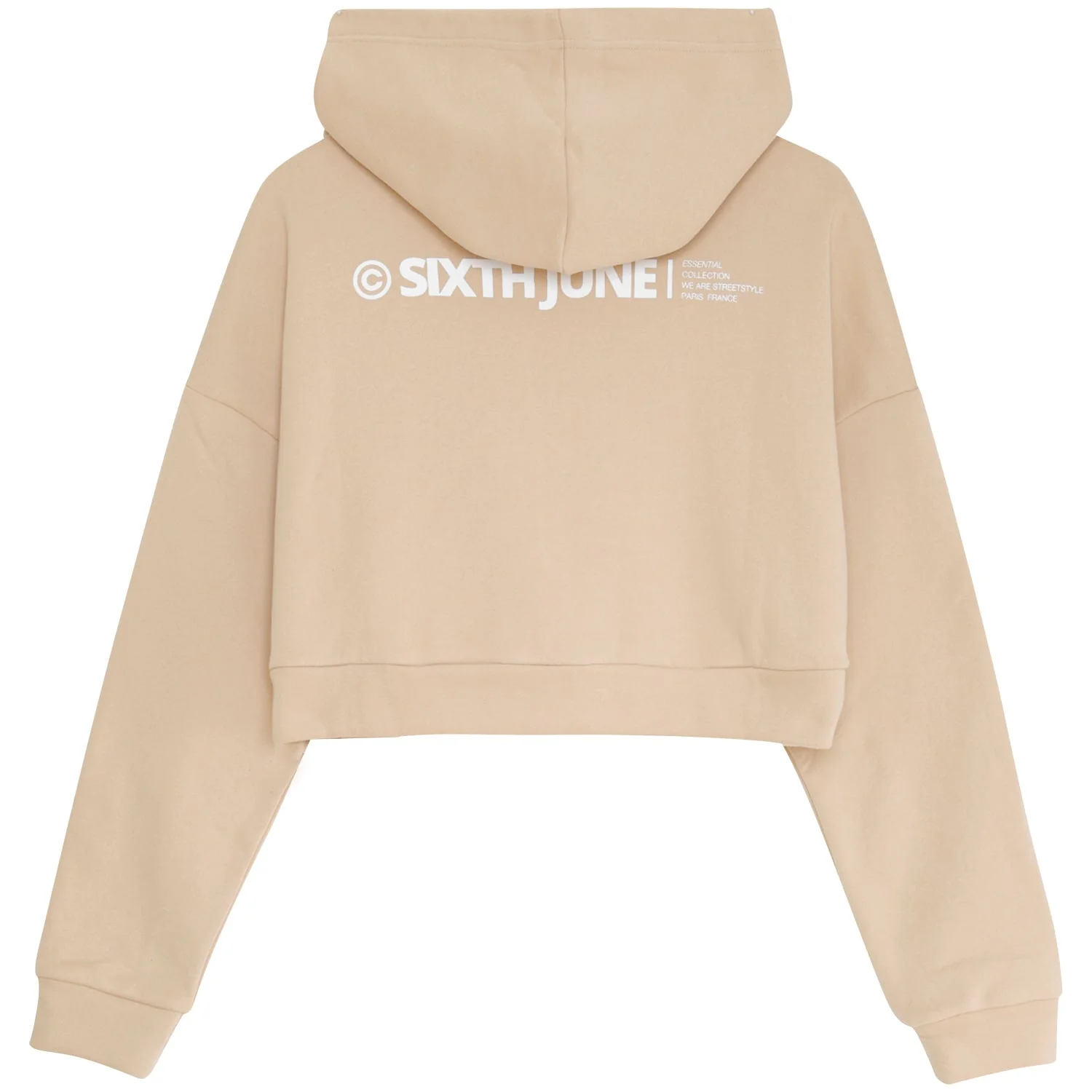 Sweat capuche court logo Beige clair - Image 6