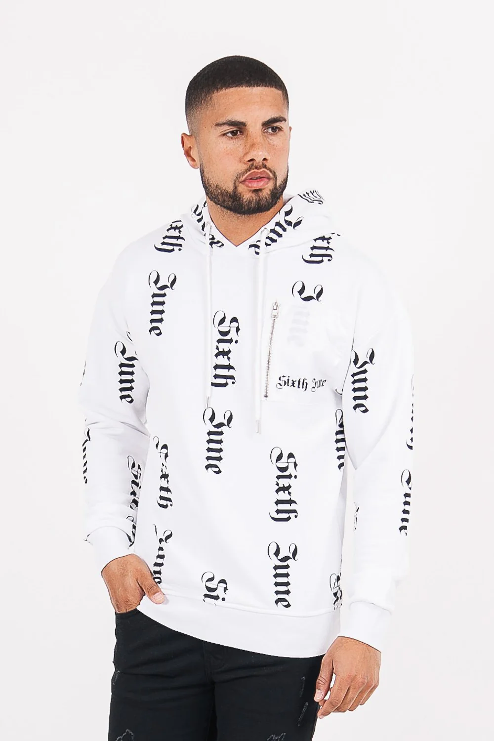 Sweatshirt all over gothique Blanc