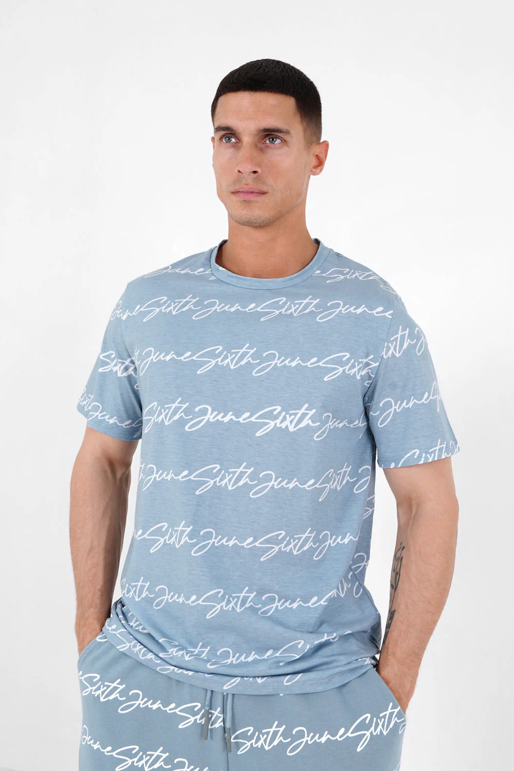 T-shirt logo signature Bleu clair