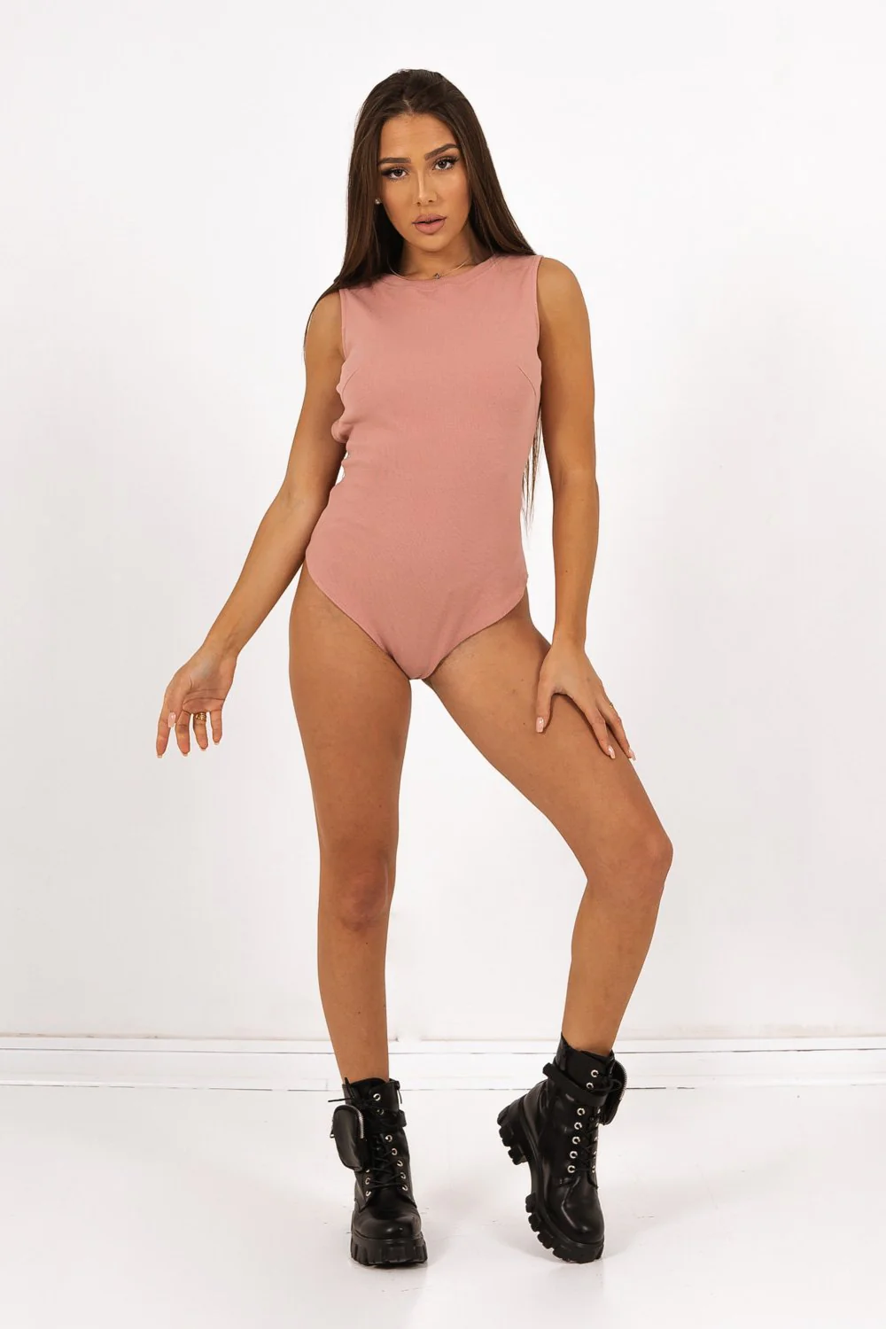Body côtelé dos nu rose - Image 2