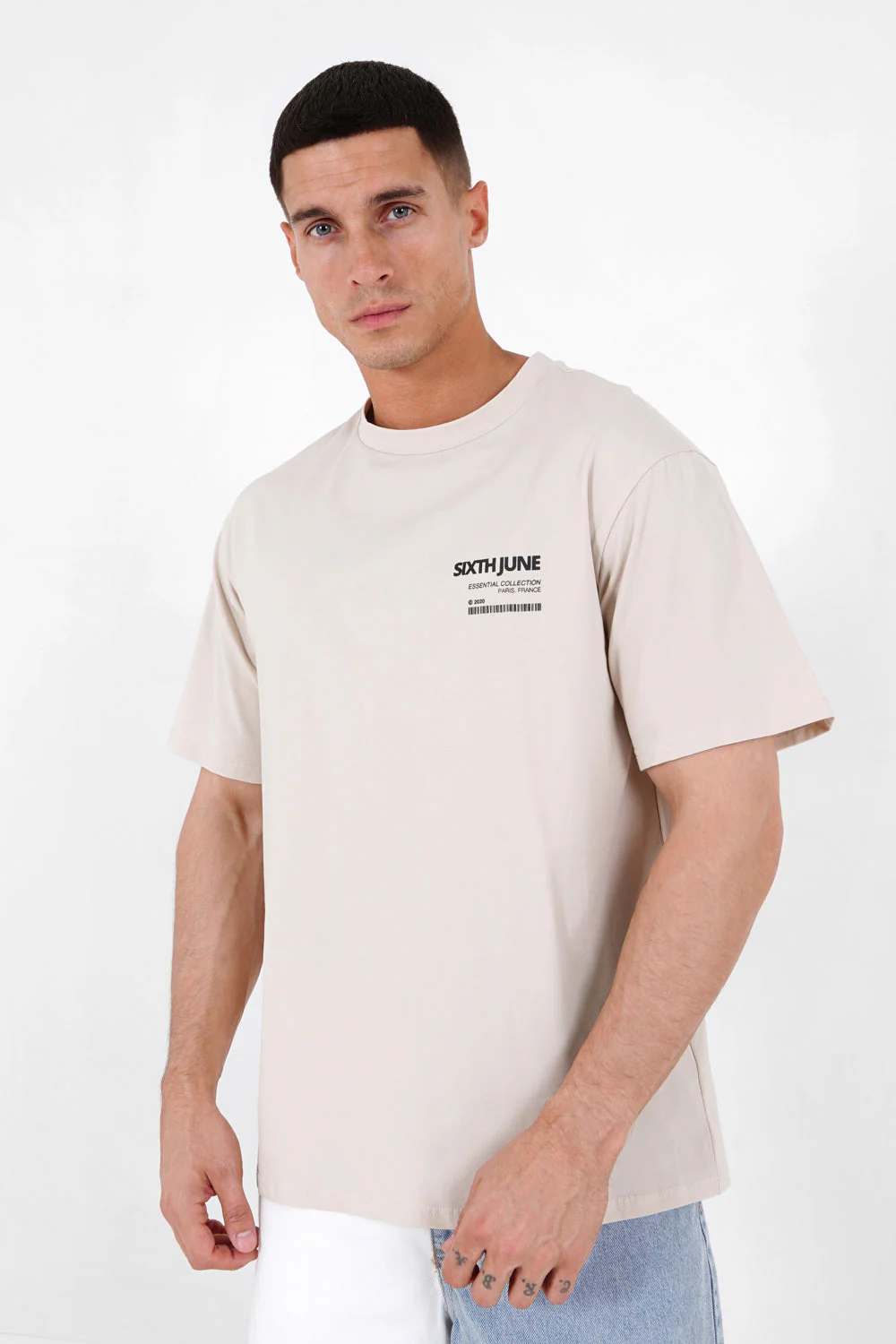 T-shirt barcode Beige