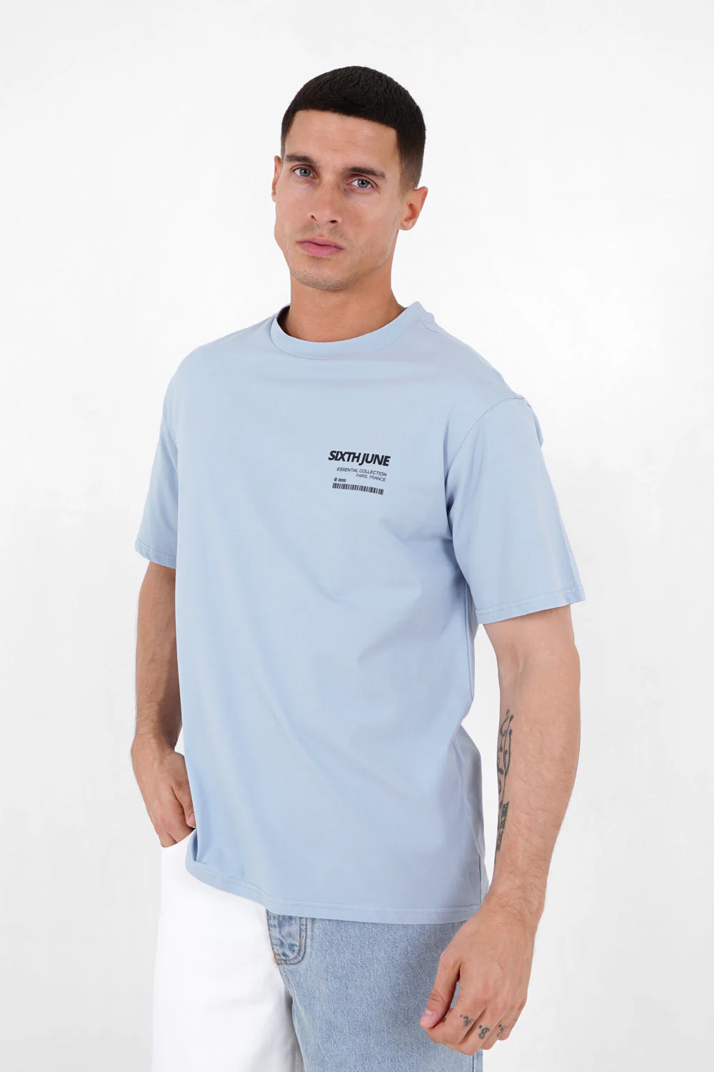 T-shirt barcode Bleu