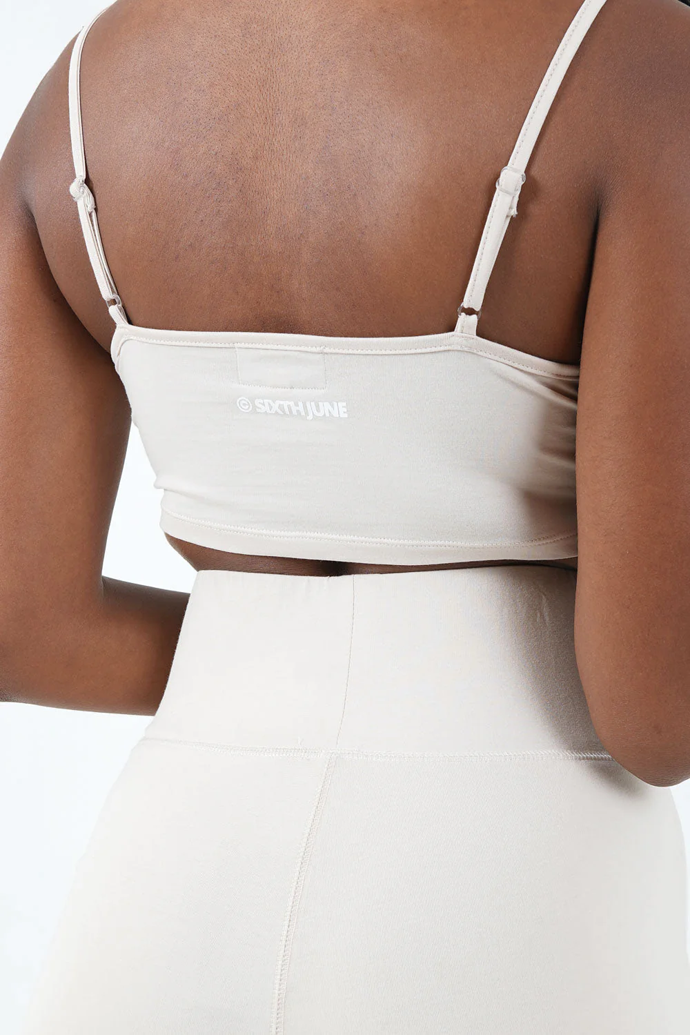 Brassière bretelles logo imprimé Beige clair - Image 3