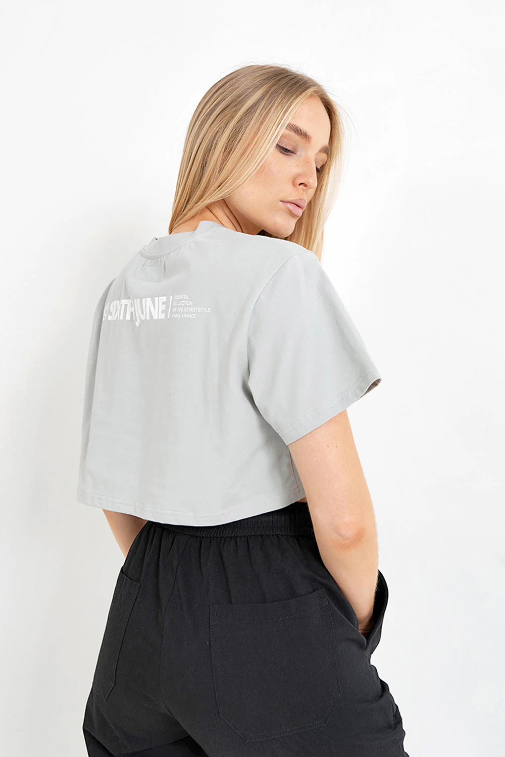 T-shirt court  double logo Vert clair - Image 4