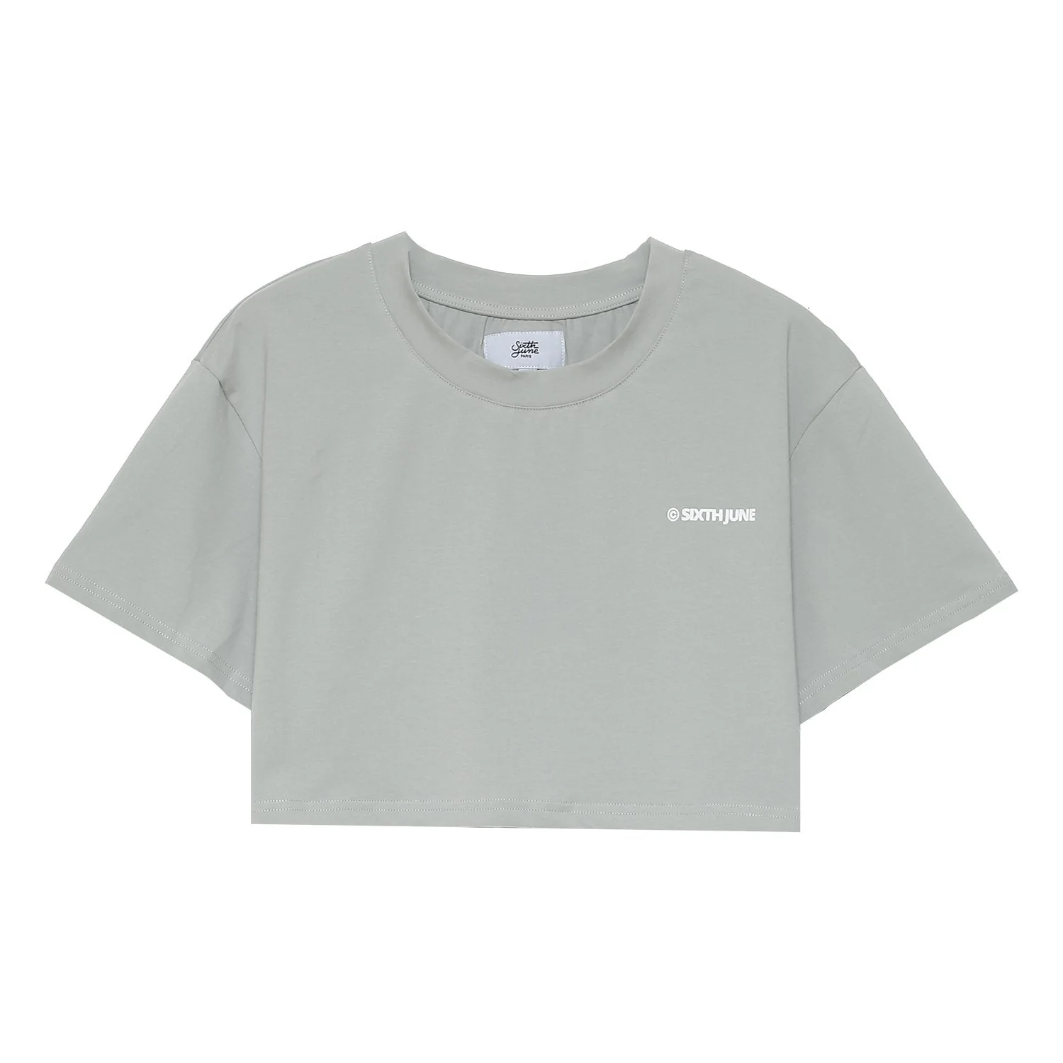 T-shirt court  double logo Vert clair - Image 6