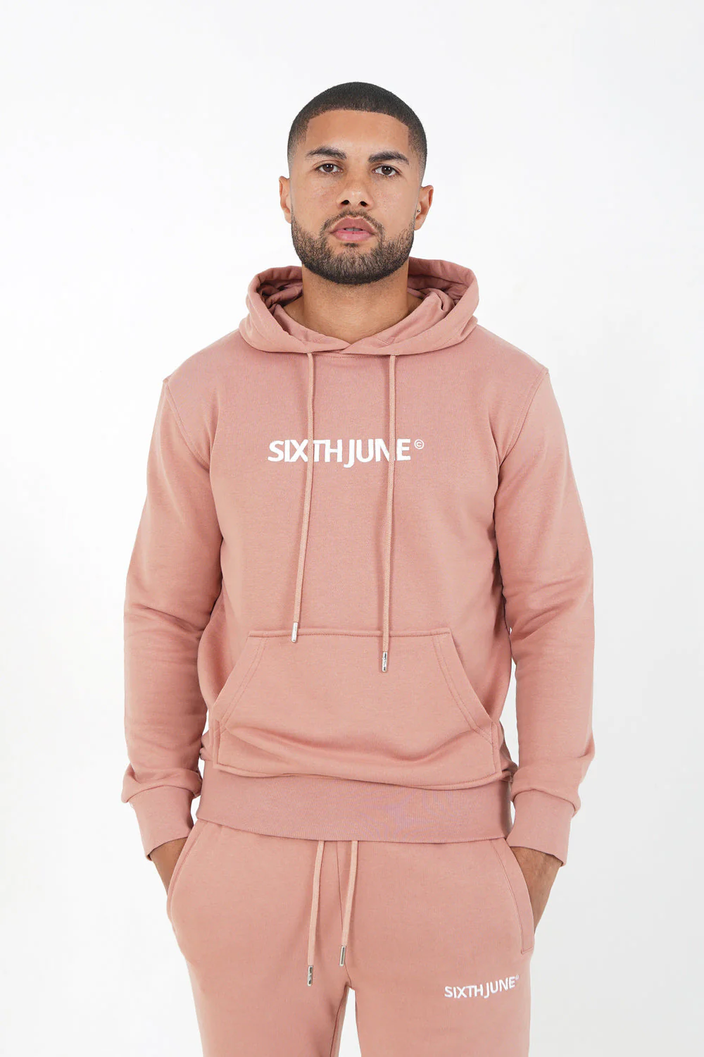 Sweatshirt capuche logo brodé Rose