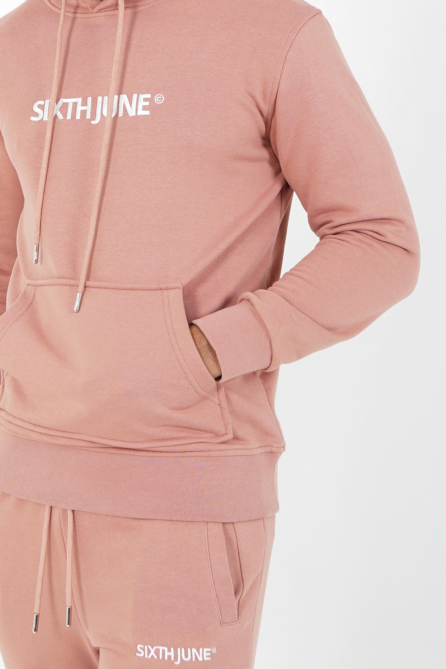 Sweatshirt capuche logo brodé Rose - Image 4