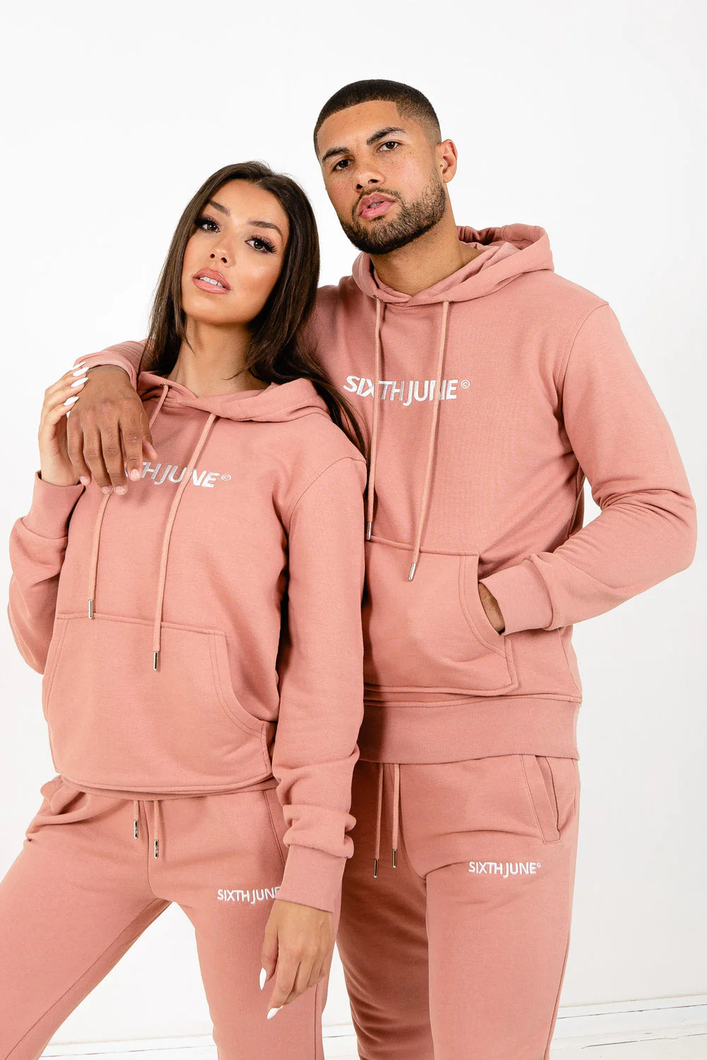 Sweatshirt capuche logo brodé Rose - Image 7