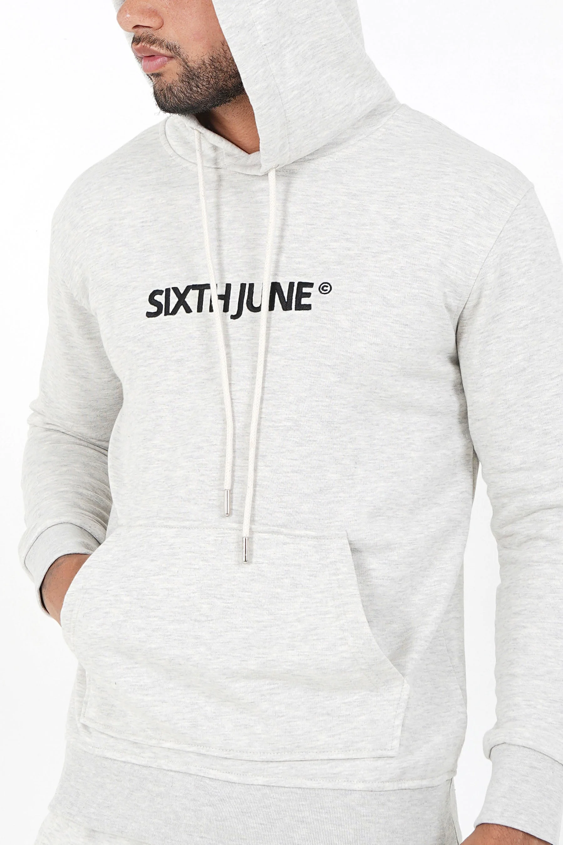 Sweatshirt capuche logo brodé Gris clair - Image 3