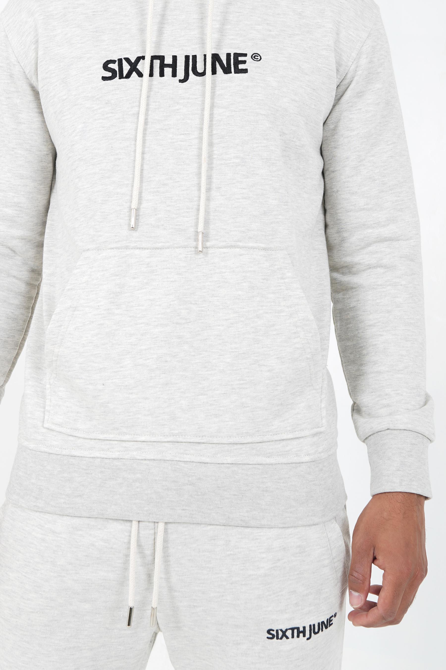 Sweatshirt capuche logo brodé Gris clair - Image 4