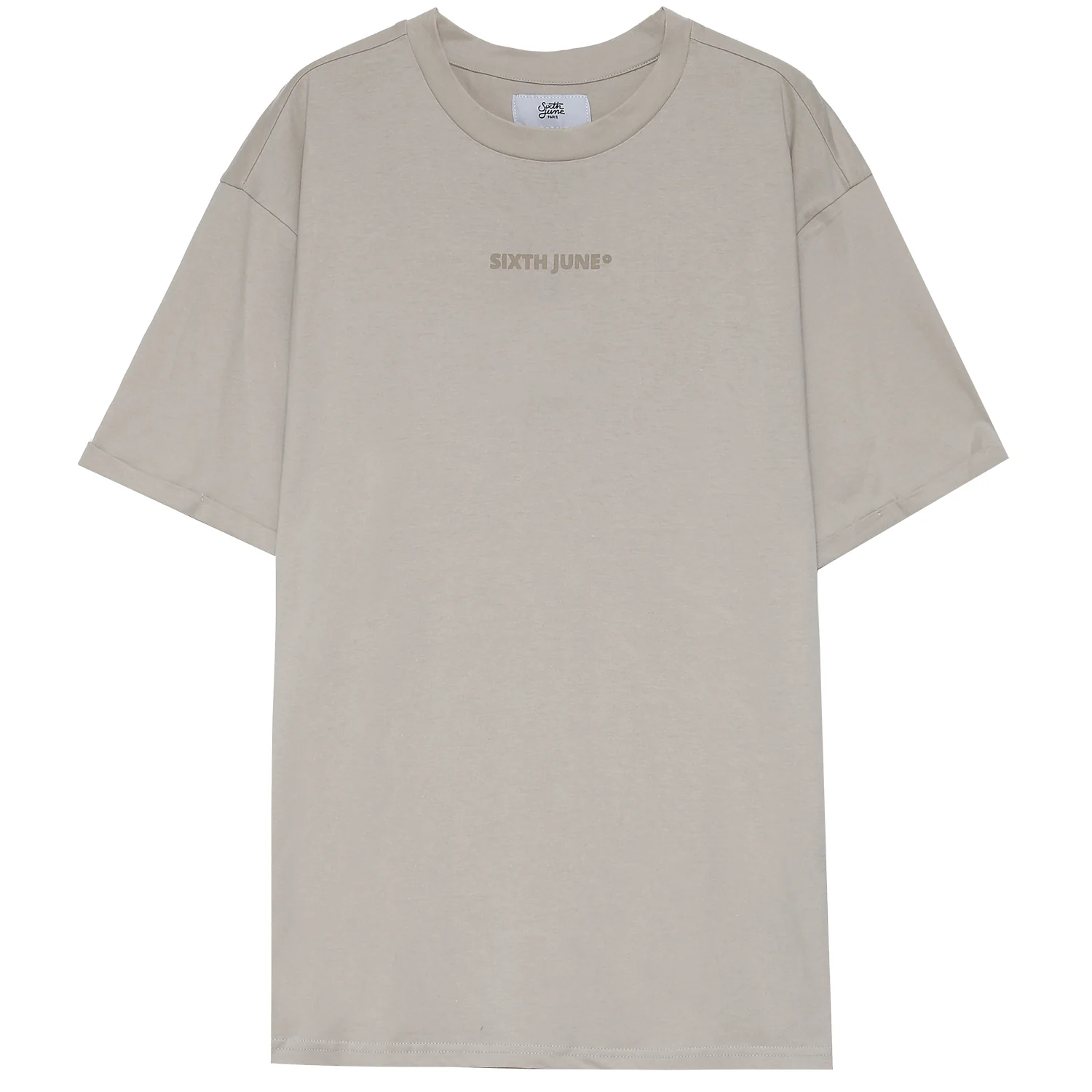 T-shirt basique logo manches beige