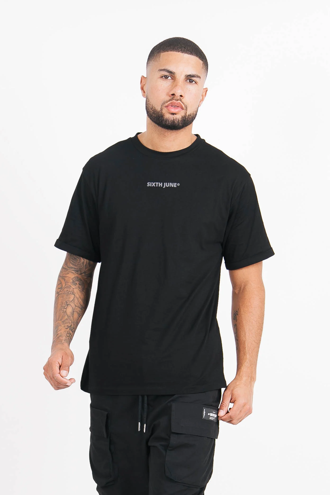 T-shirt basique logo manches noir - Image 2