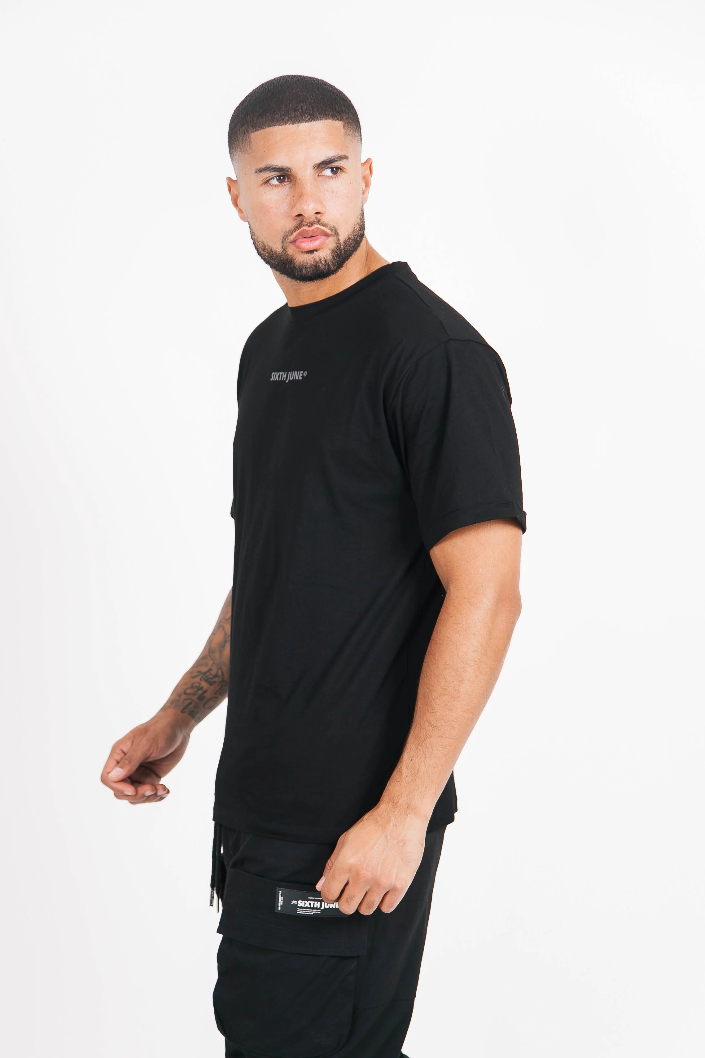 T-shirt basique logo manches noir - Image 3