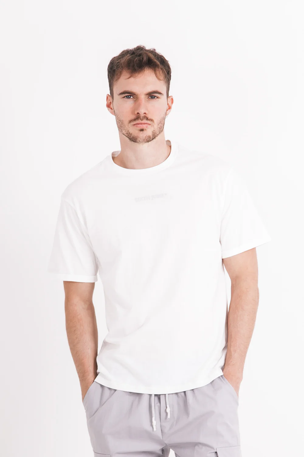 T-shirt basique logo manches blanc - Image 2