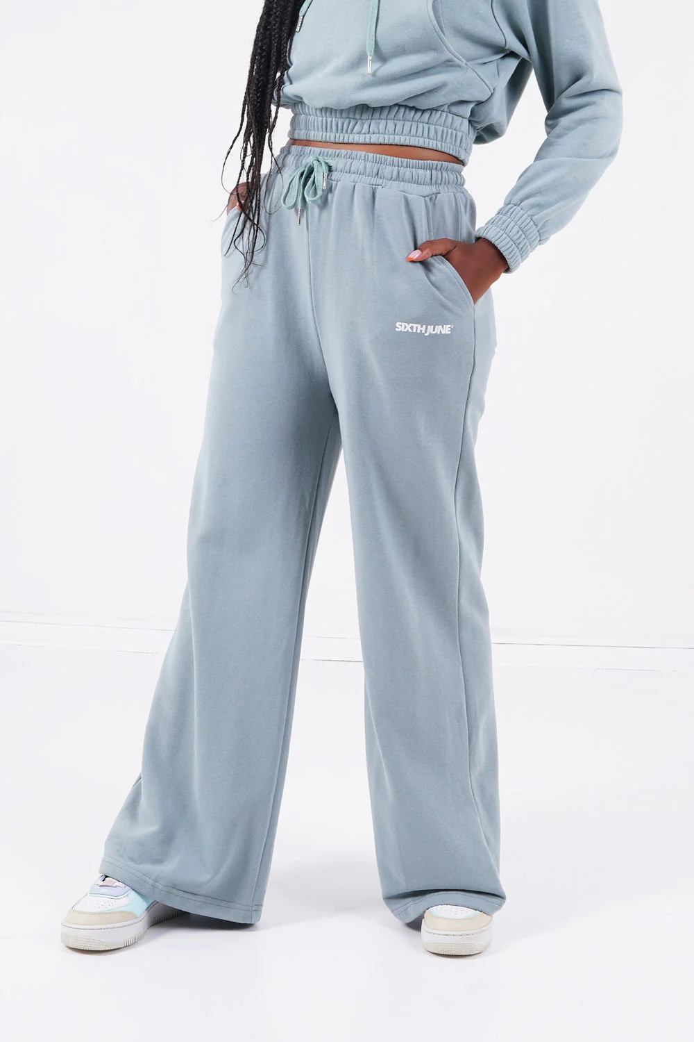 Jogging jambes larges Bleu clair - Image 4