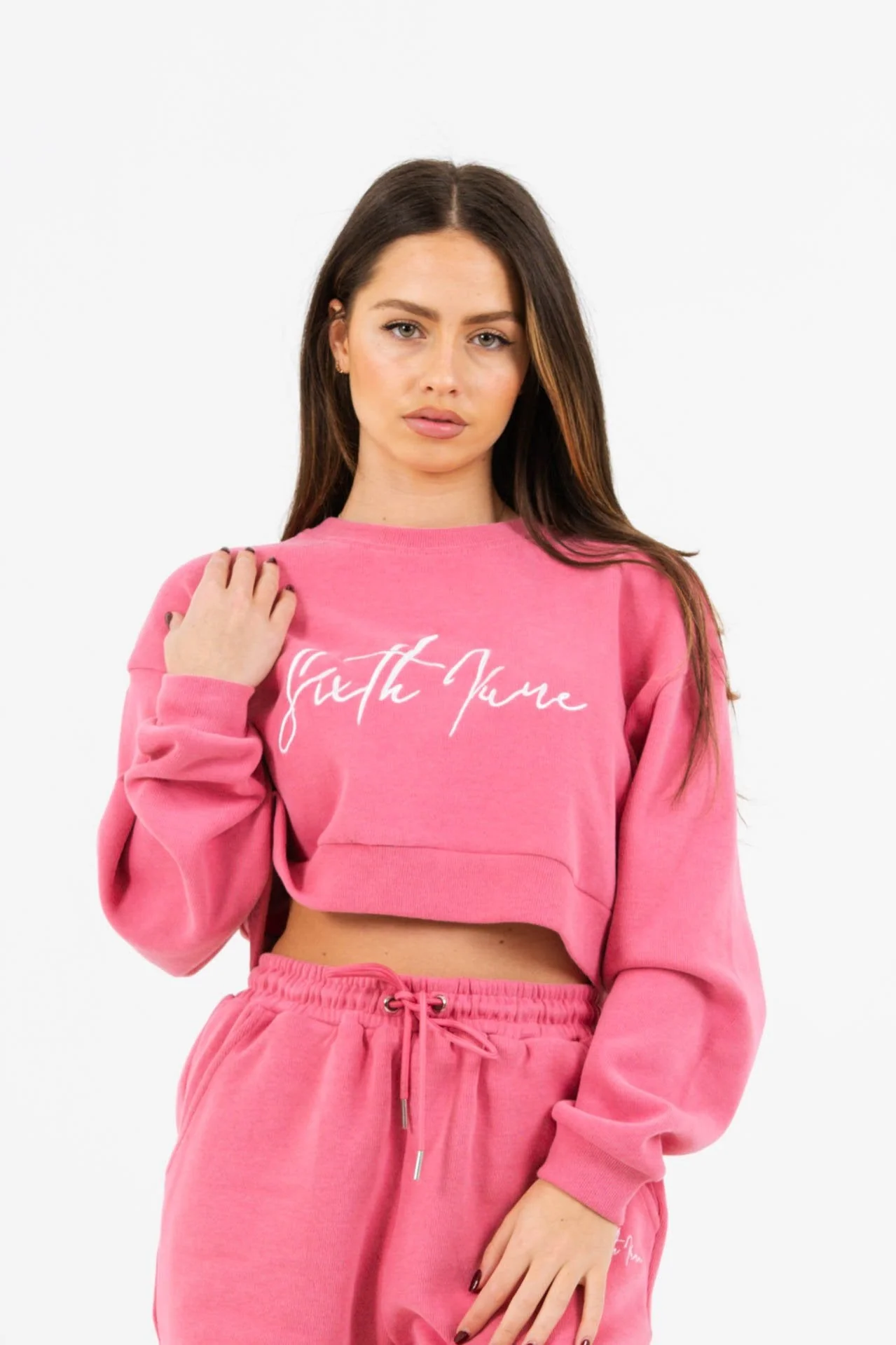 Sweatshirt signature molletonné Rose