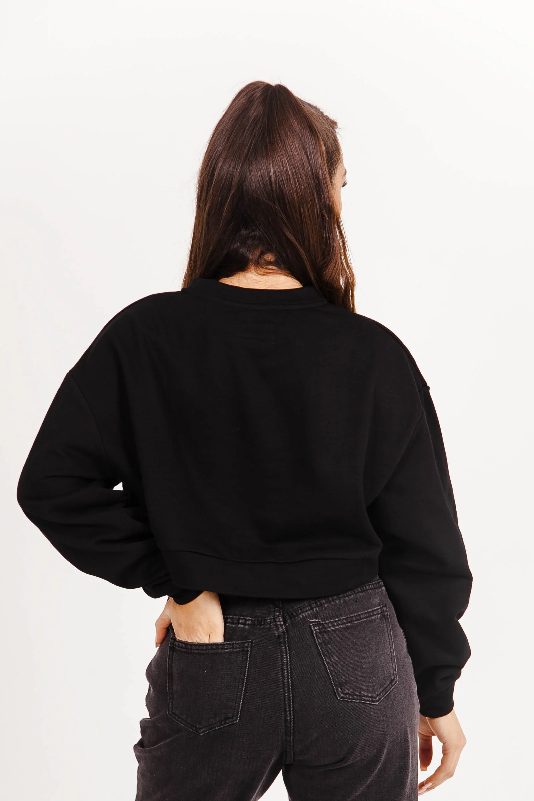 Sweatshirt court logo imprimé noir - Image 4