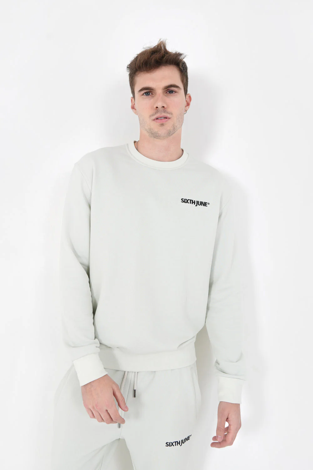Sweatshirt soft logo brodé Vert clair