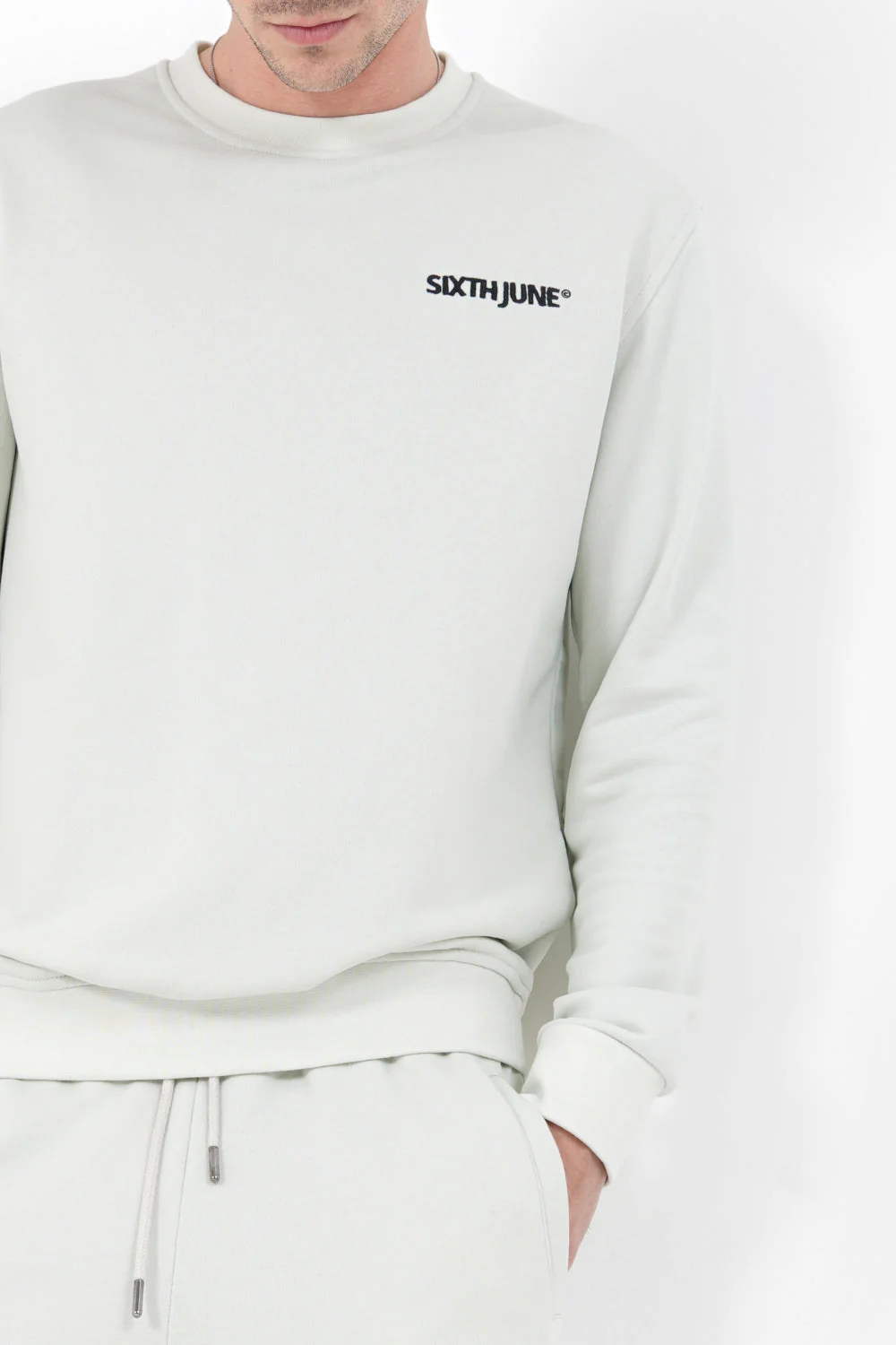 Sweatshirt soft logo brodé Vert clair - Image 3
