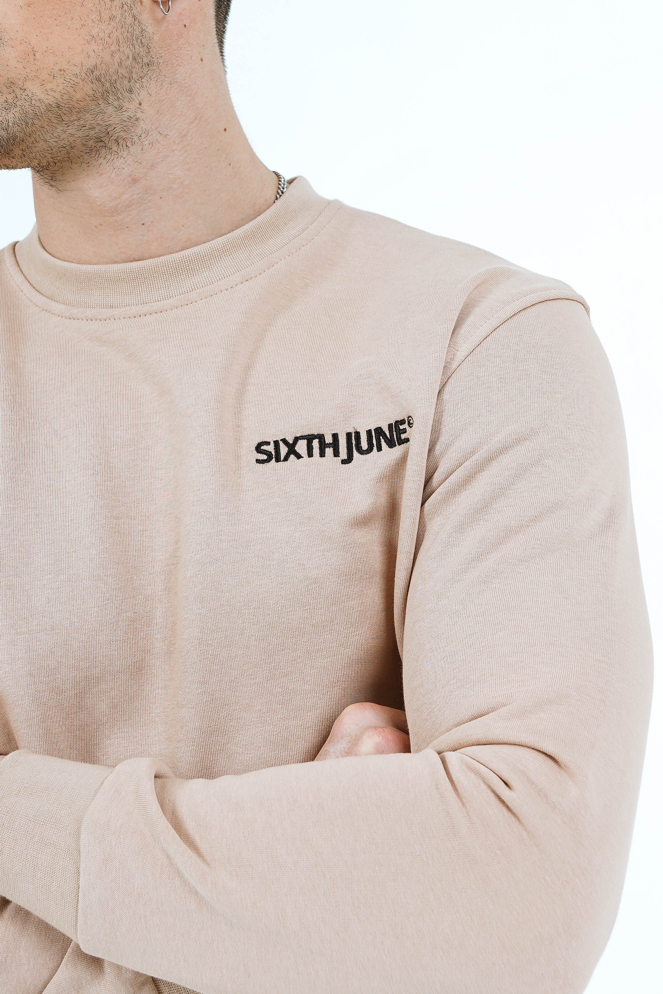 Sweatshirt soft logo brodé Beige clair - Image 3