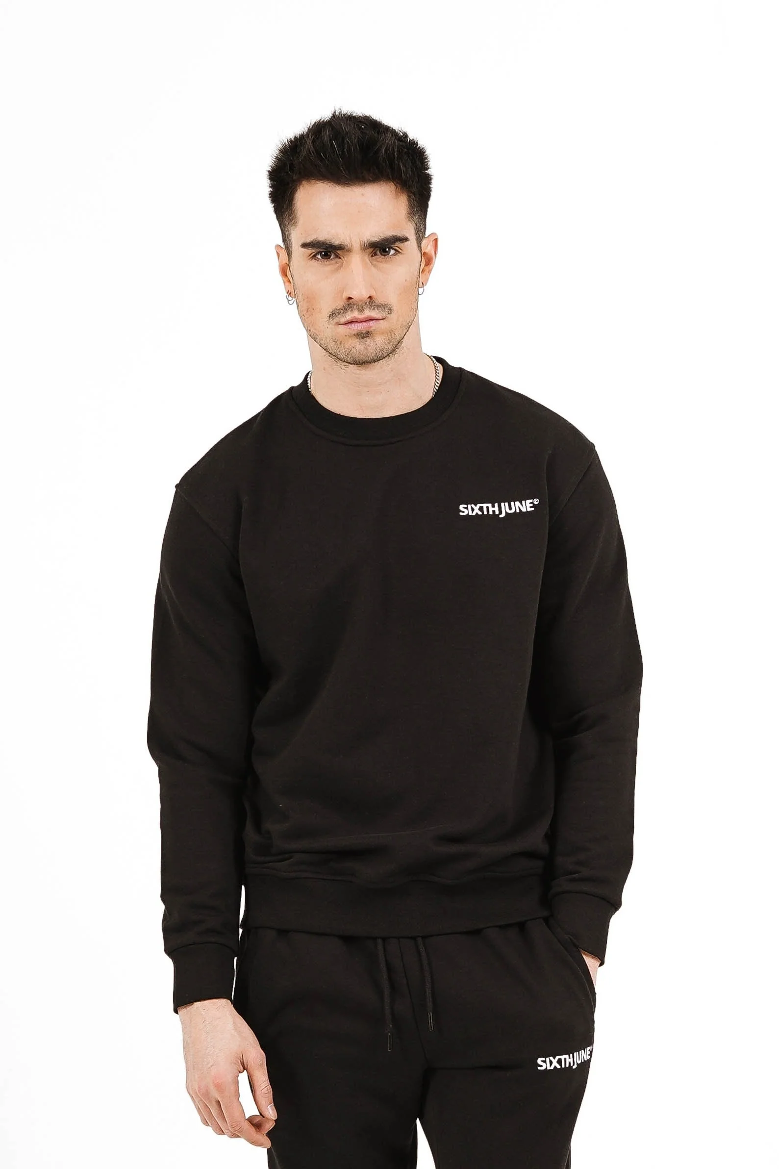 Sweatshirt soft logo brodé Noir