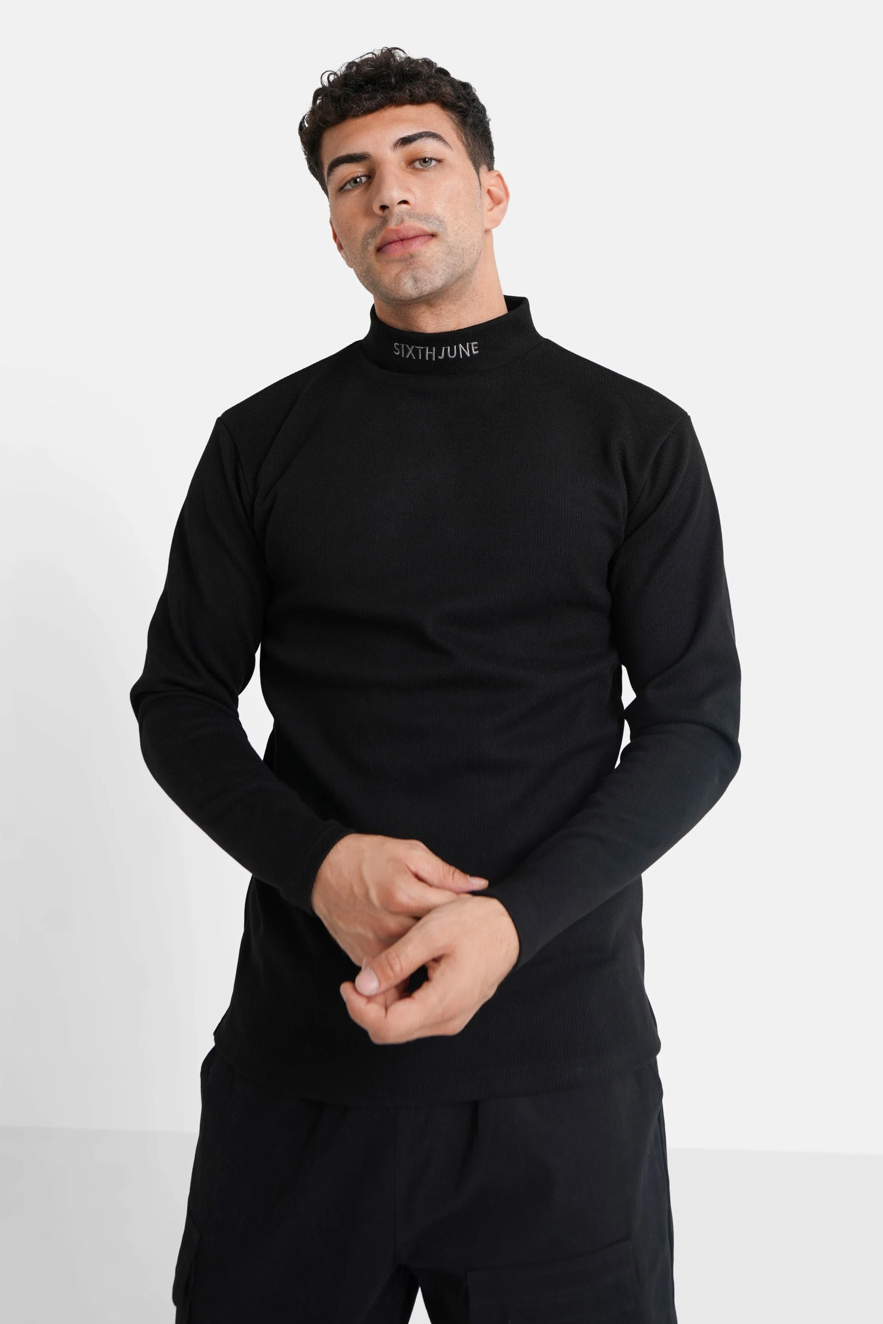 Pull maille logo brodé Noir