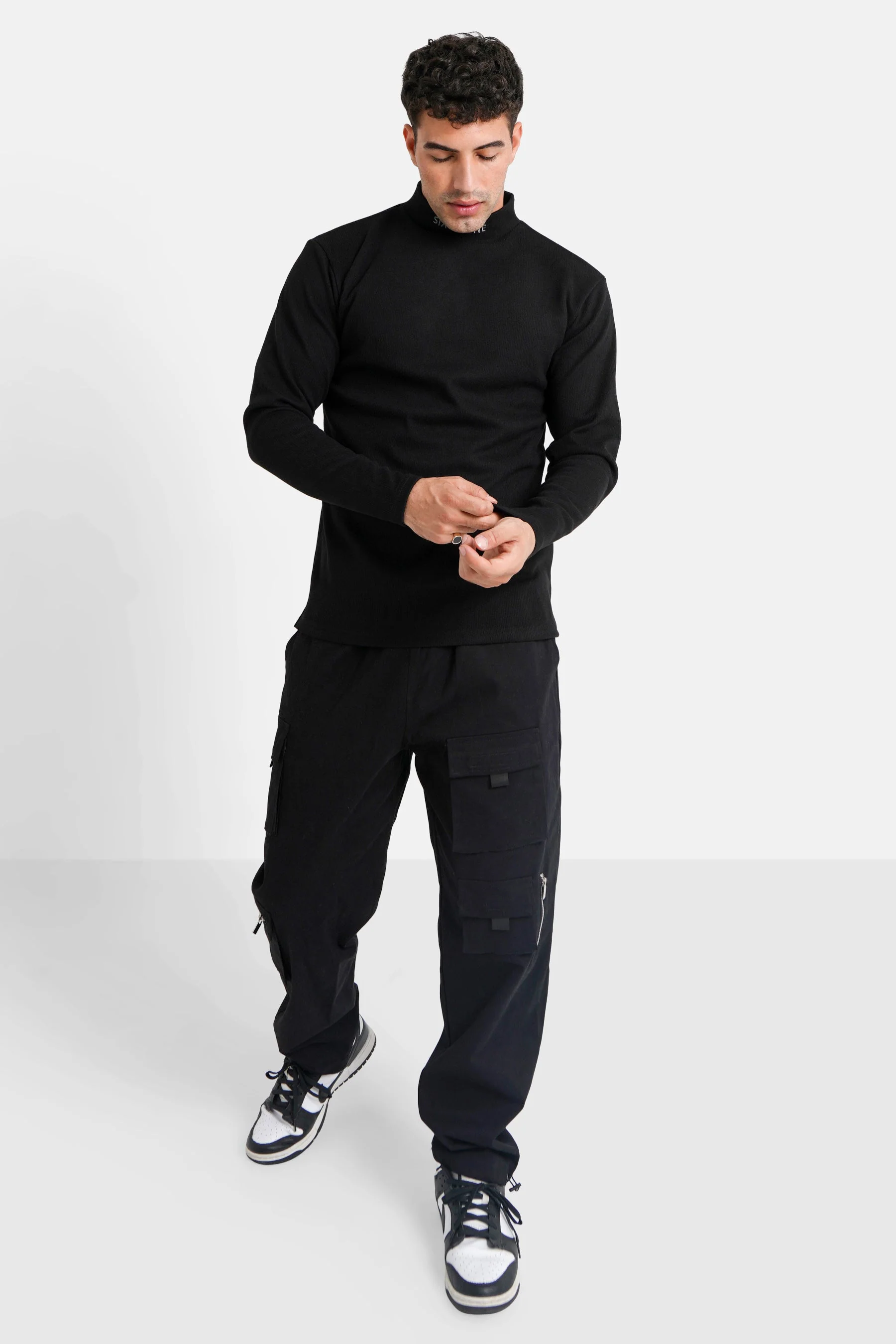Pull maille logo brodé Noir - Image 2