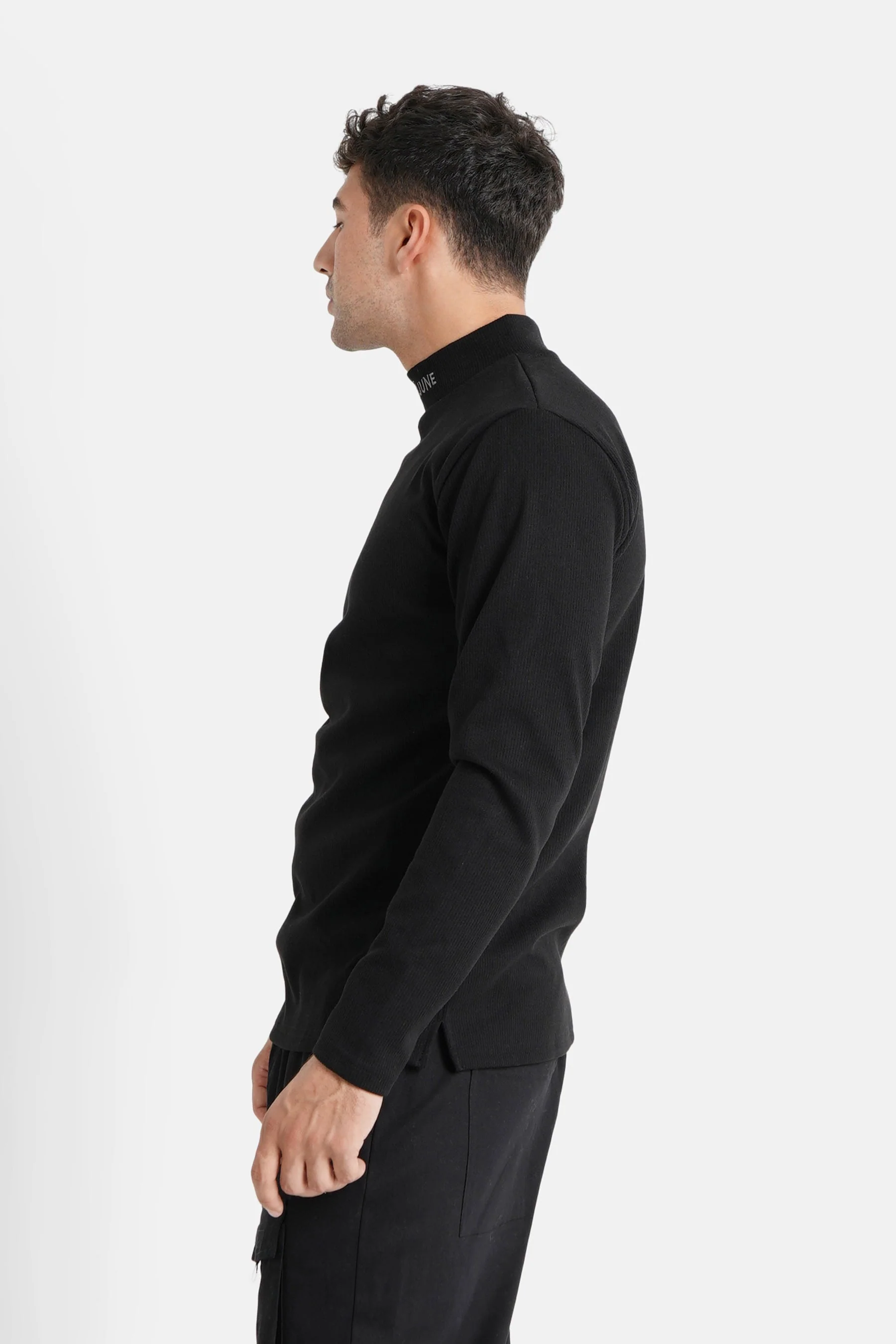 Pull maille logo brodé Noir - Image 4