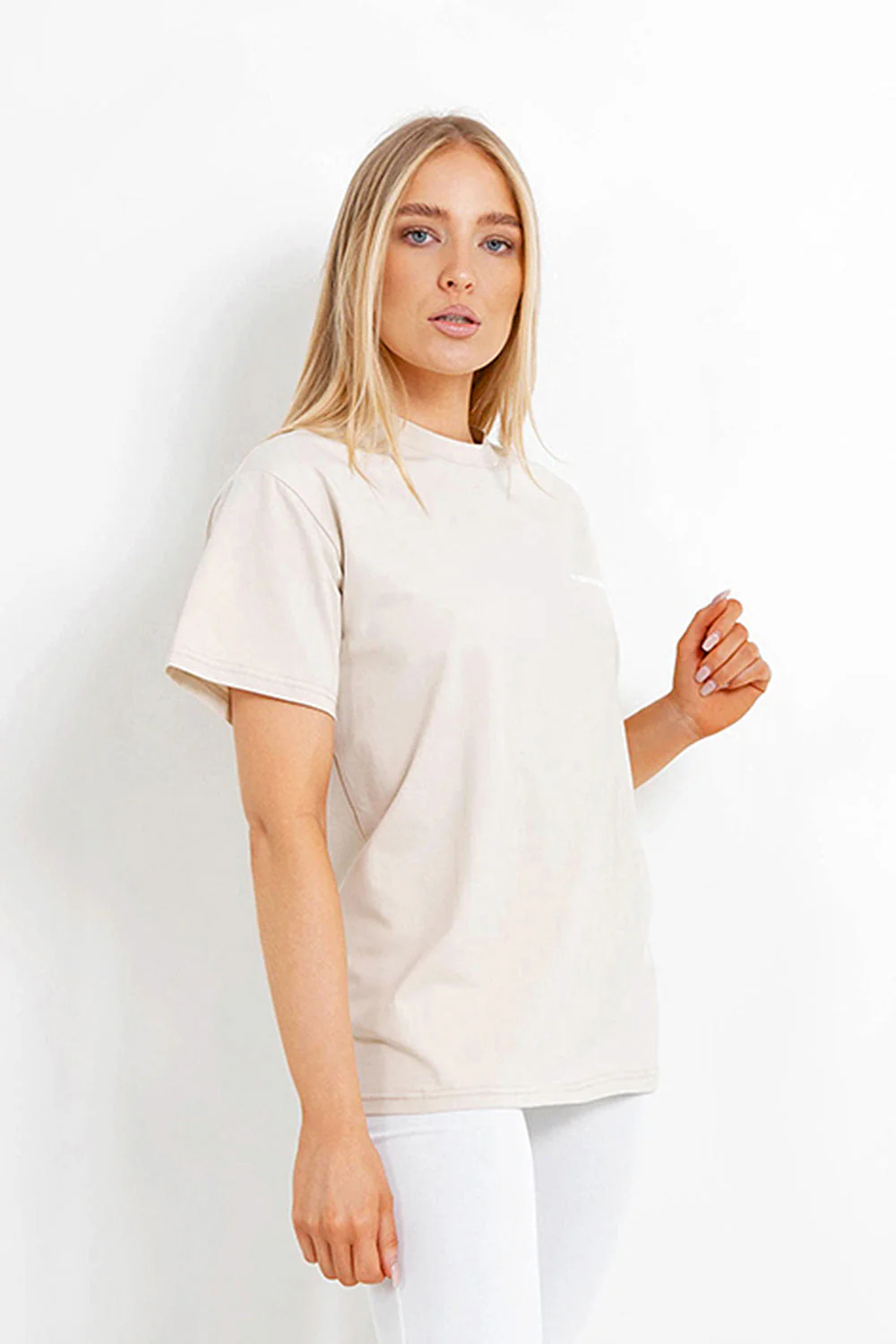 T-shirt double logo Beige clair