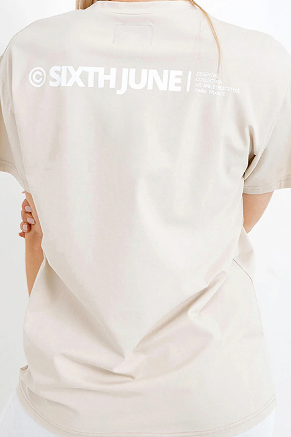 T-shirt double logo Beige clair - Image 3
