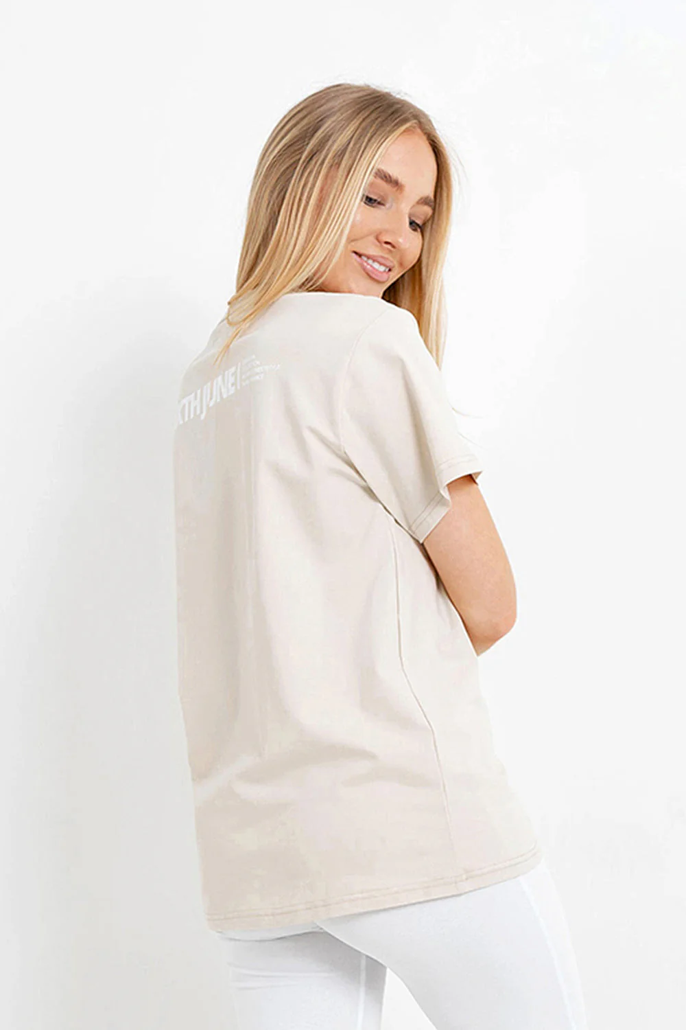 T-shirt double logo Beige clair - Image 4