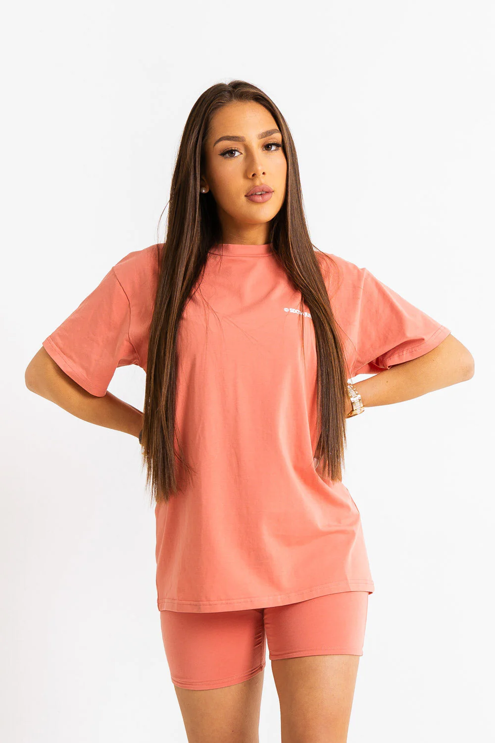 T-shirt double logo Rose