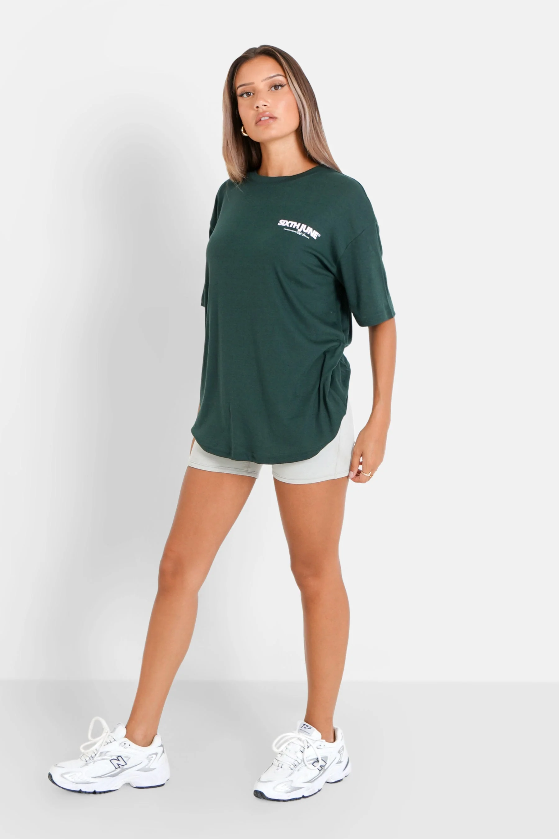 T-shirt long logo court Vert foncé - Image 2