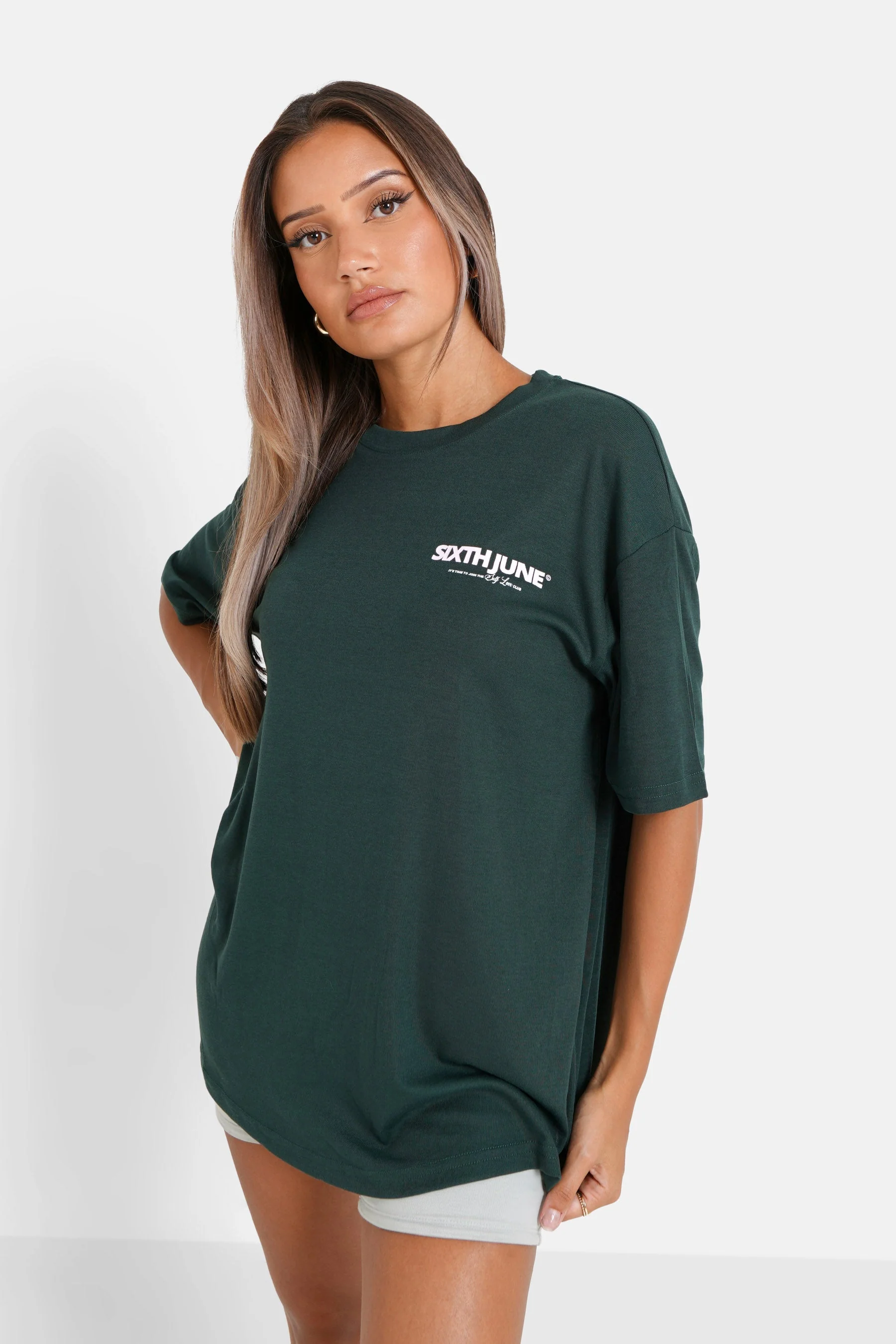 T-shirt long logo court Vert foncé - Image 5