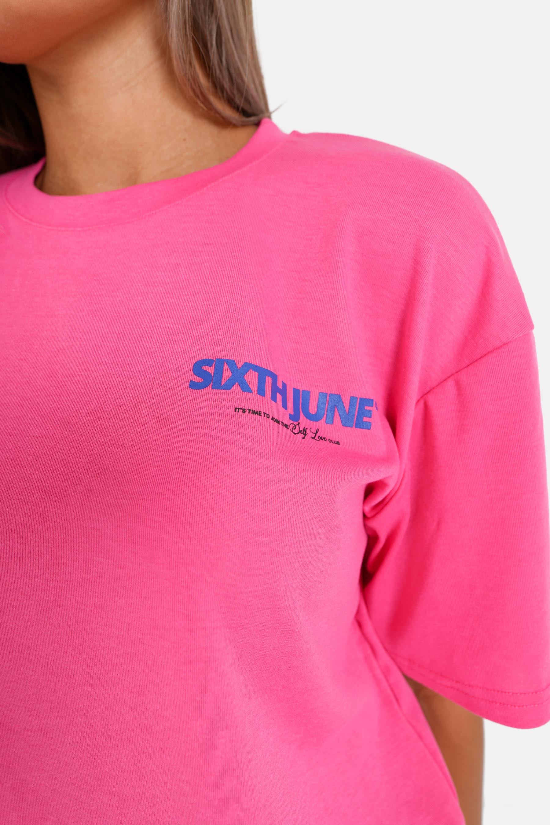T-shirt long logo court Rose foncé - Image 4