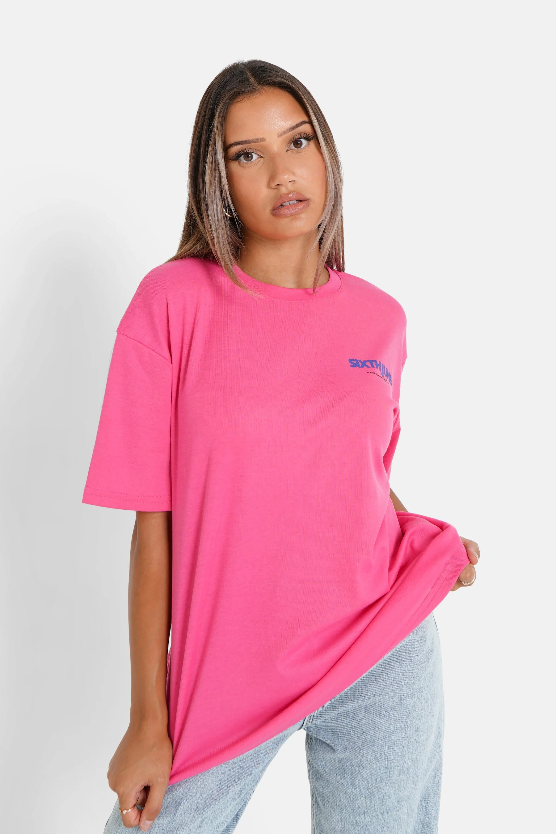 T-shirt long logo court Rose foncé - Image 5