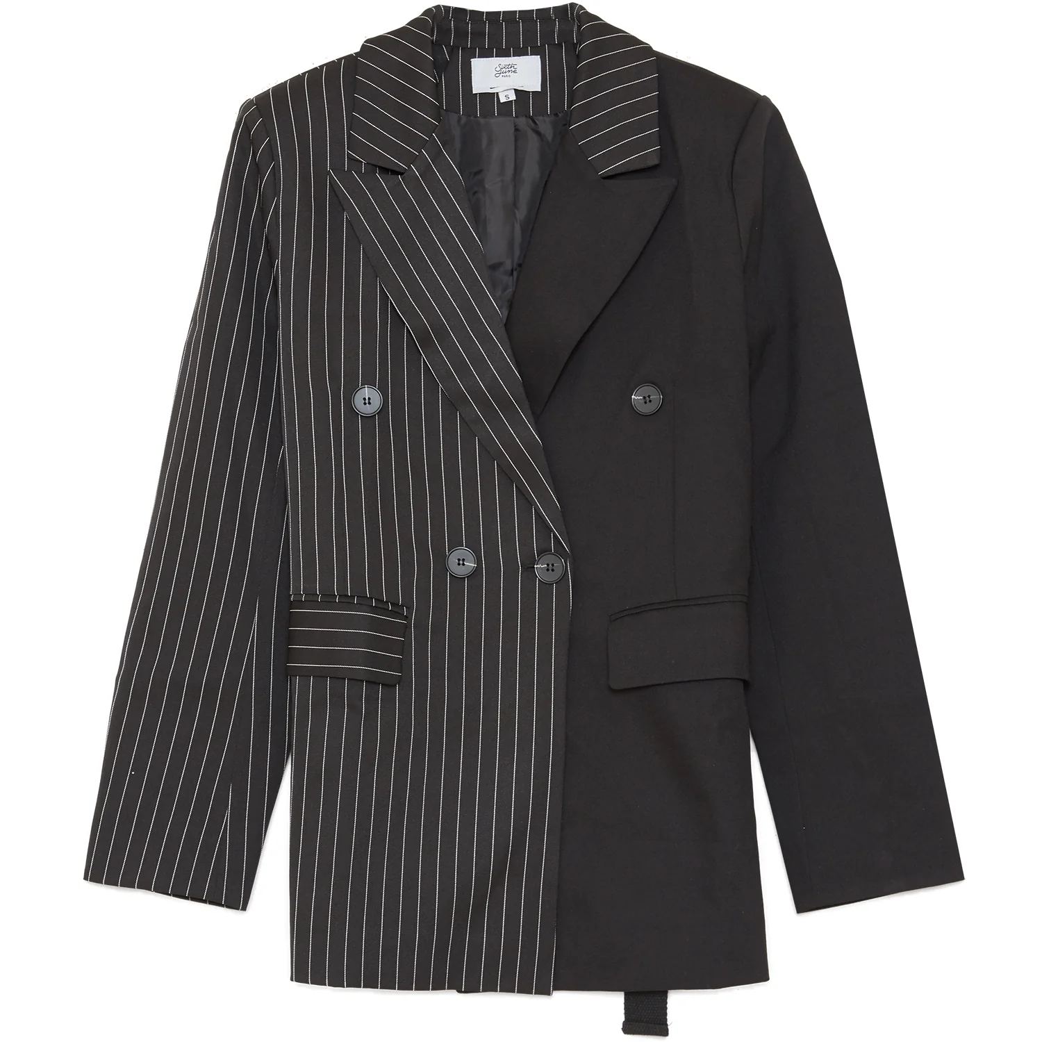 Veste blazer bicolore noir