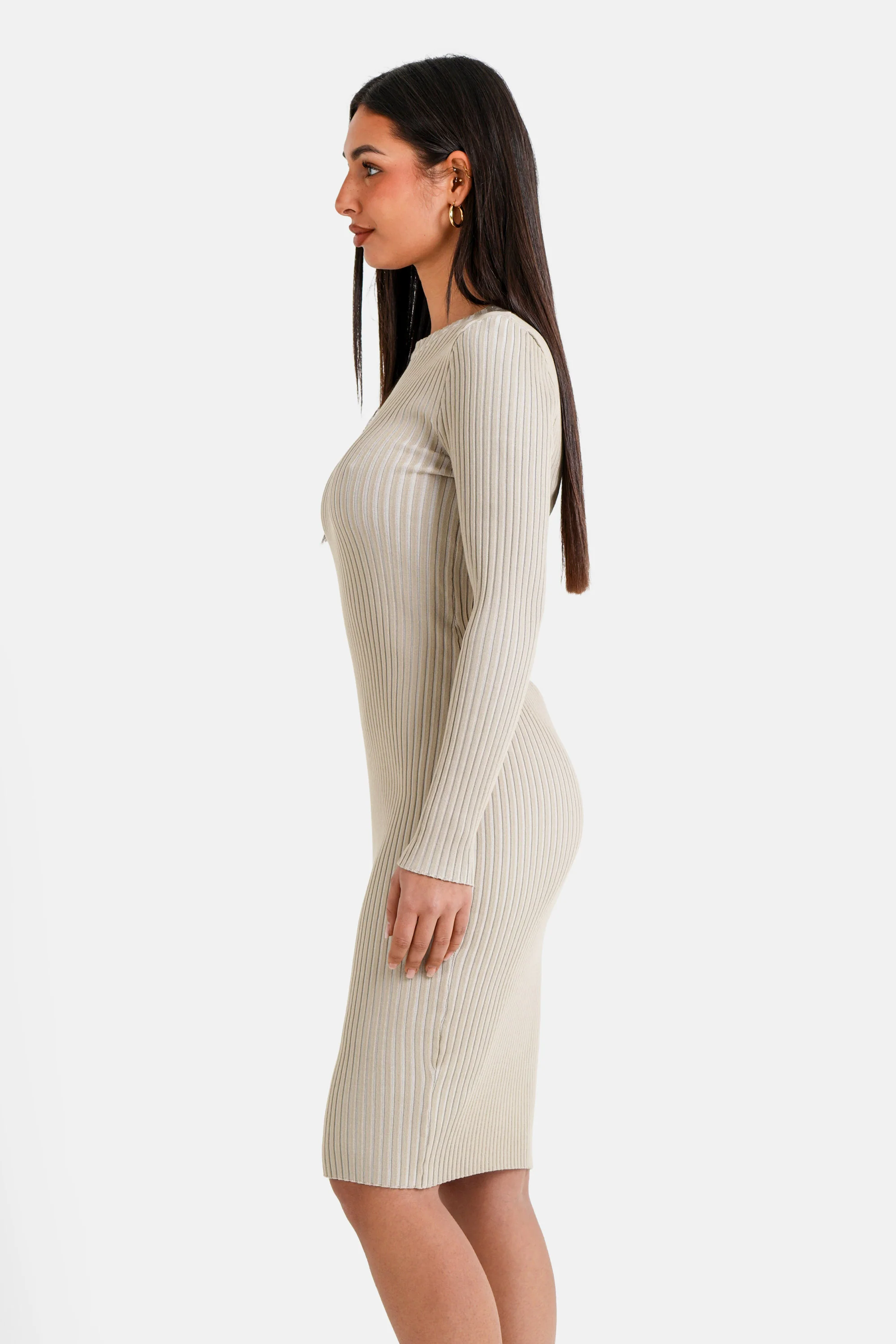KNITTED bicolored l/s dress - Image 4