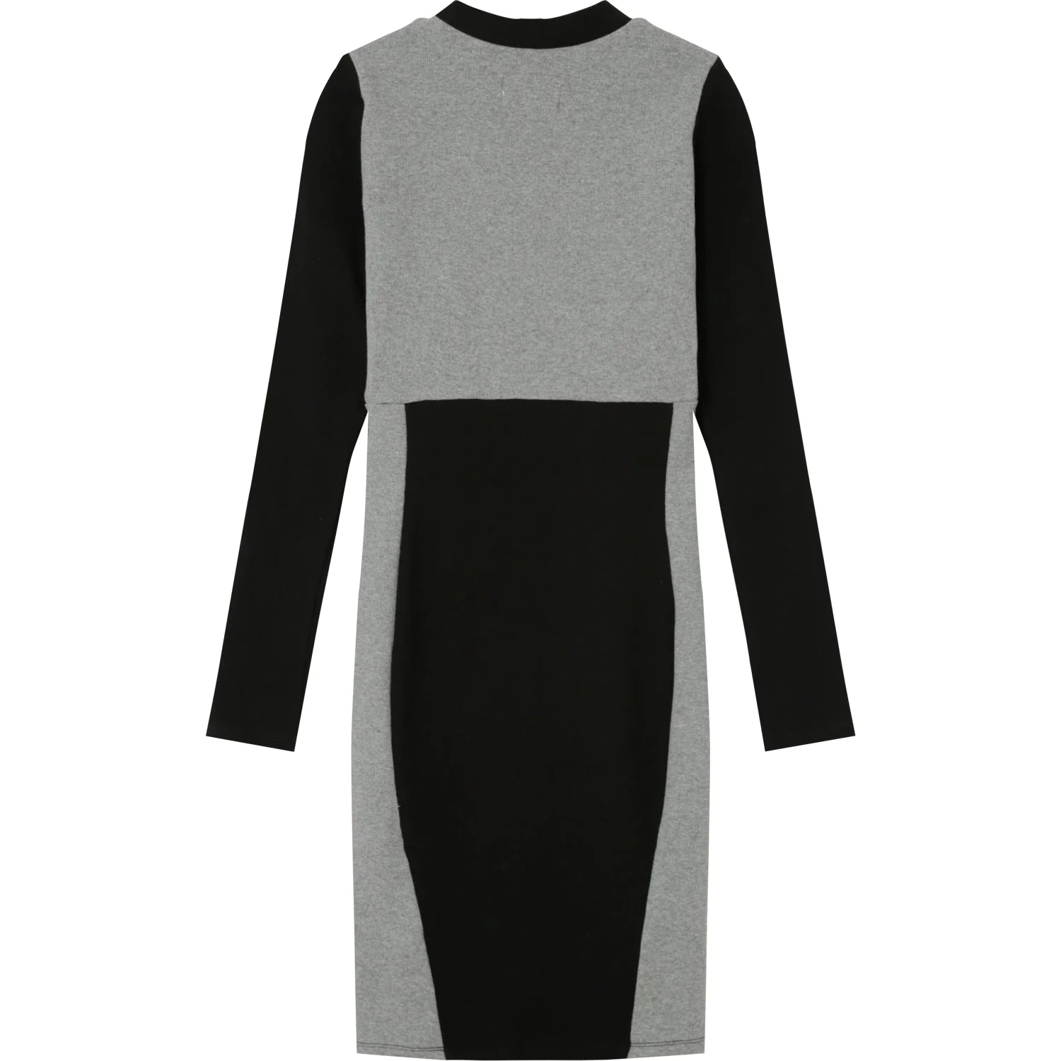 Robe côtelée bicolore Noir - Image 7