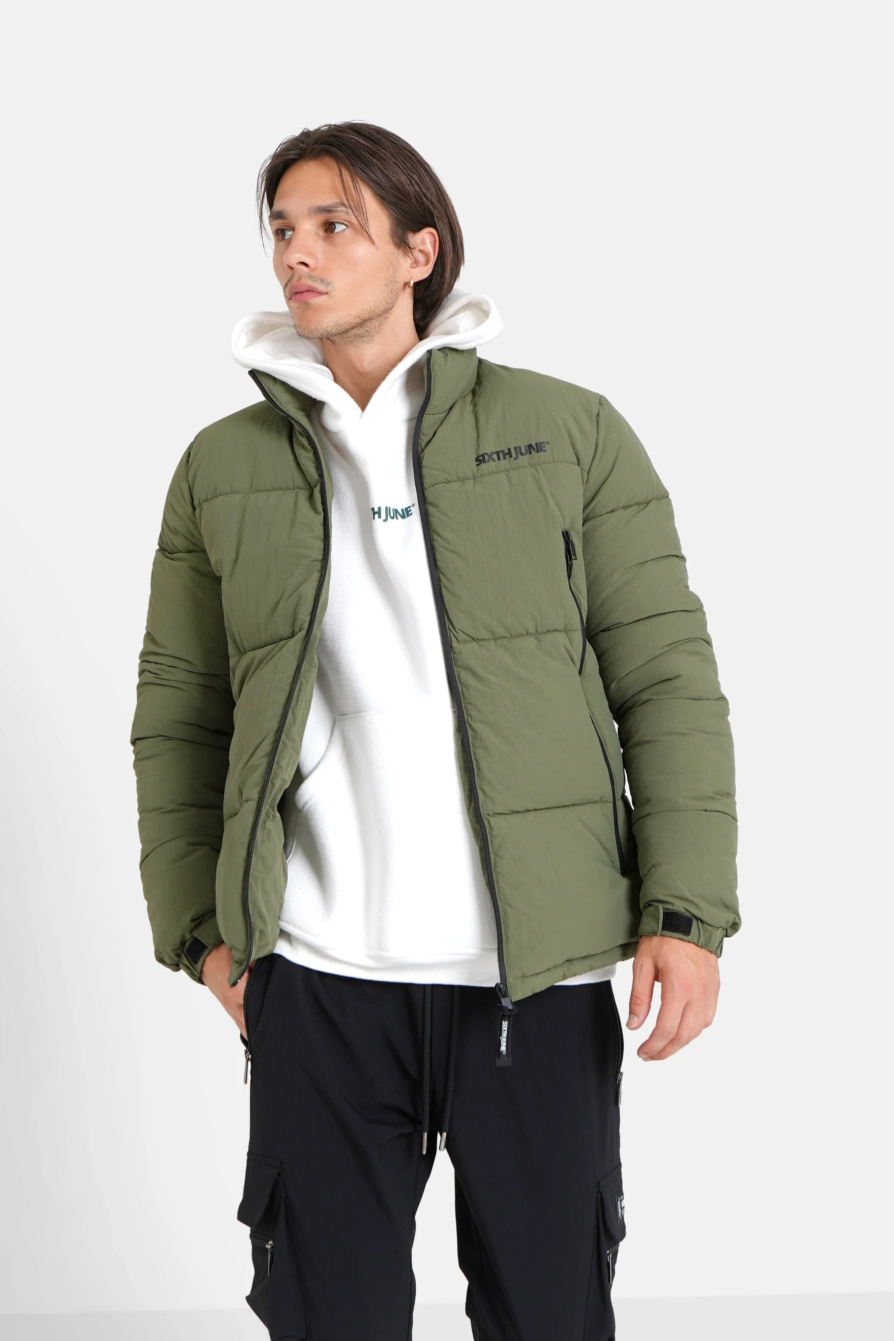 Doudoune zips logo Vert