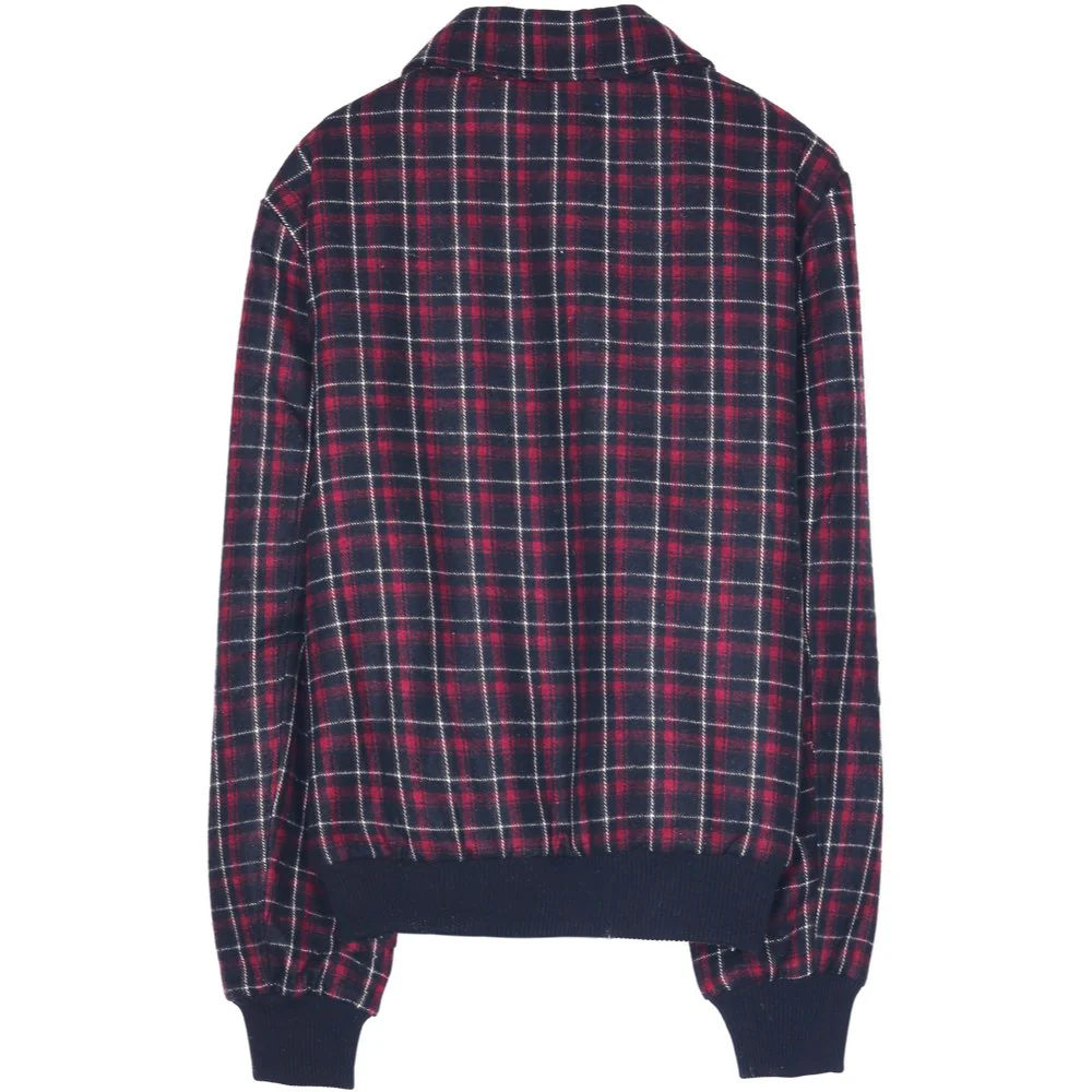 Blouson laine tartan noir rouge - Image 6
