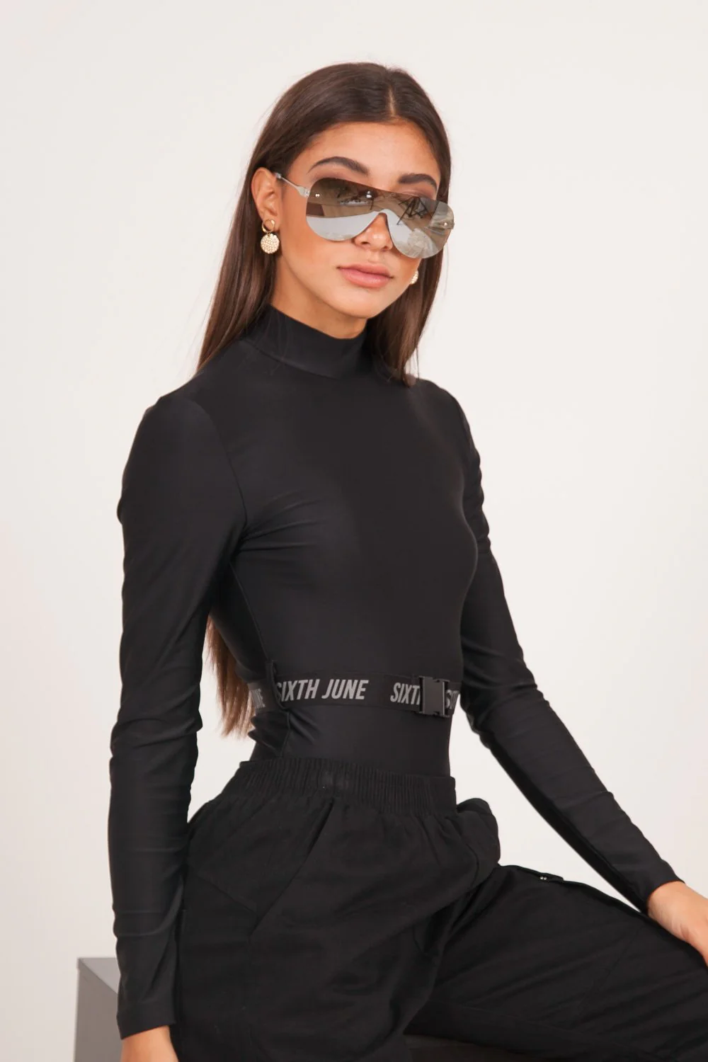 Body boucle manches longues noir