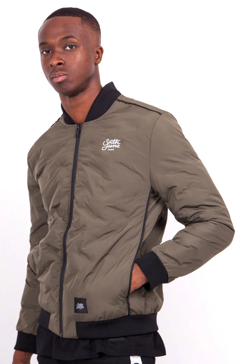 Bomber matelassé logo kaki