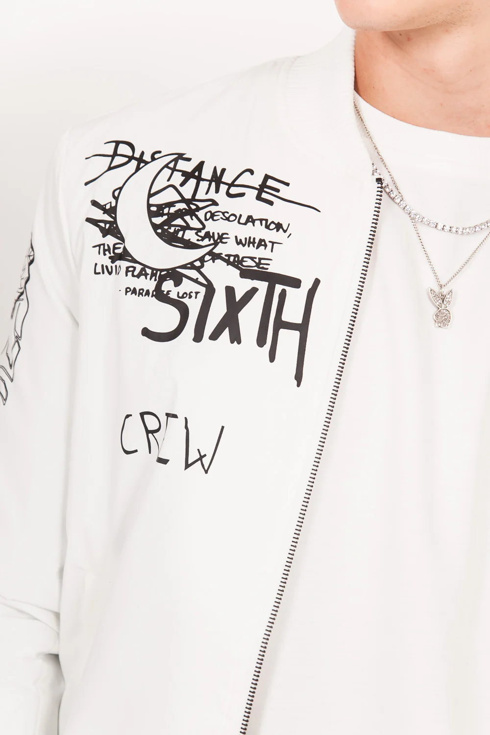 Bomber réfléchissant Crew blanc - Image 4