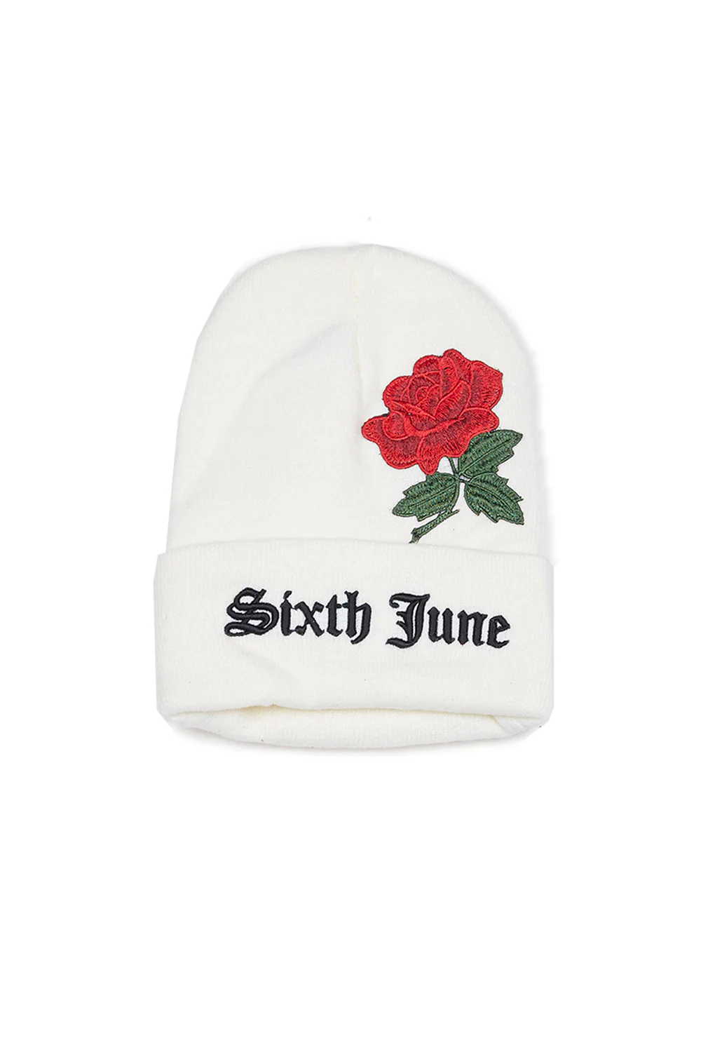 Bonnet brodé roses blanc