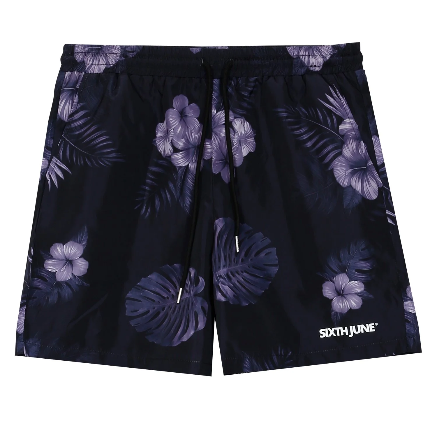 Short de bain flowers Noir