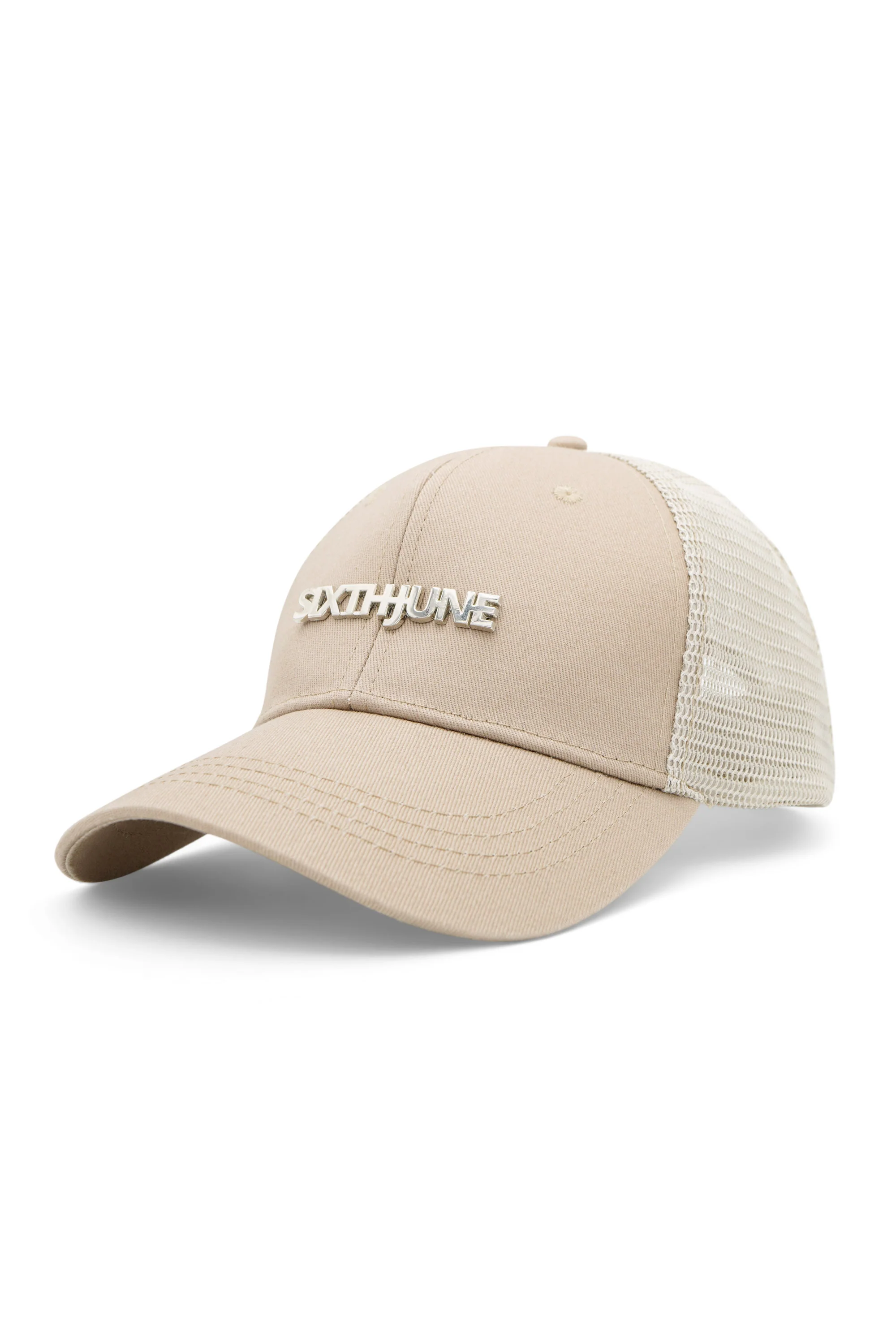 Casquette logo métallique nylon Beige