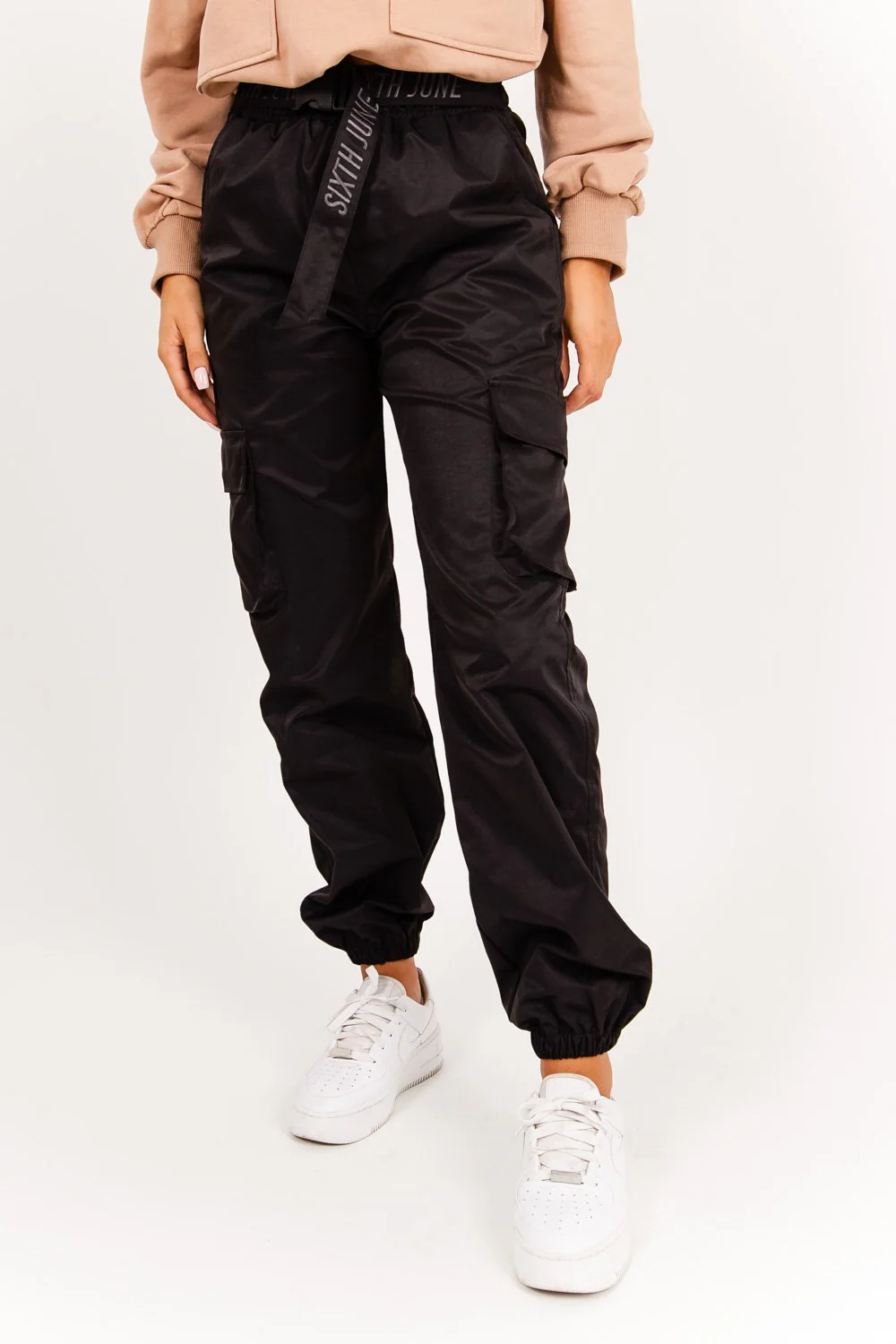 Pantalon cargo ceinture noir